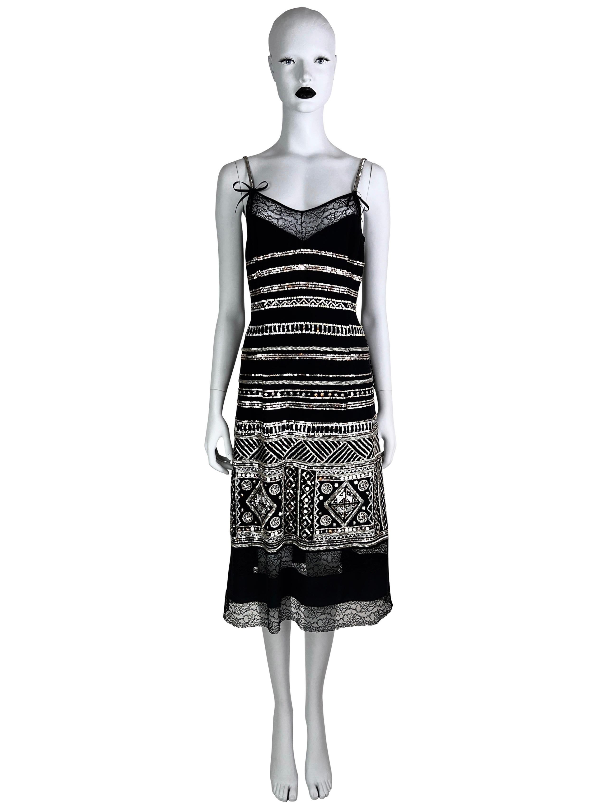 Dior by John Galliano Spring 2006 Embellished and Beaded Silk Cami Dress  For Sale 1
