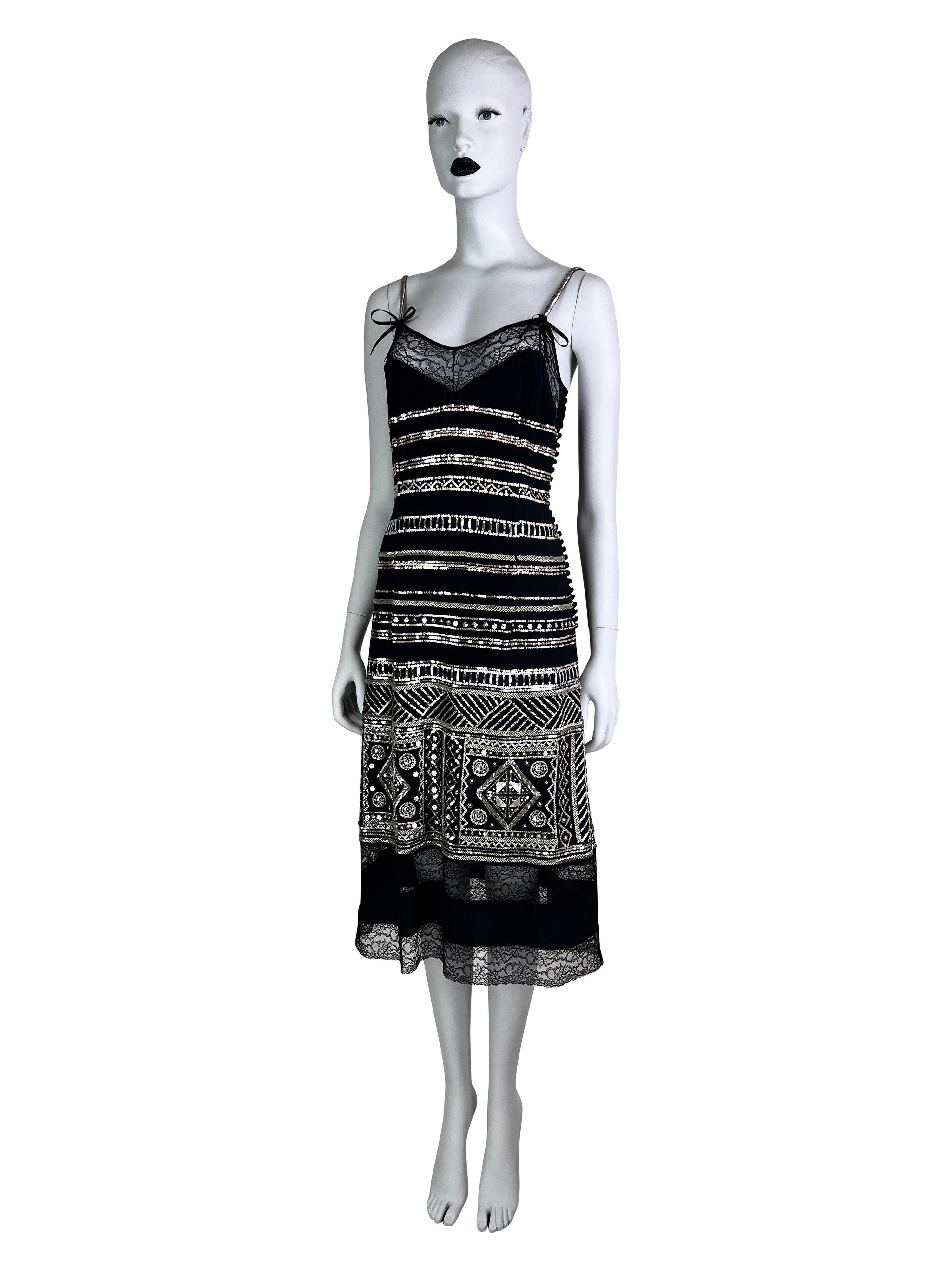 Dior by John Galliano Spring 2006 Embellished and Beaded Silk Cami Dress  For Sale 4