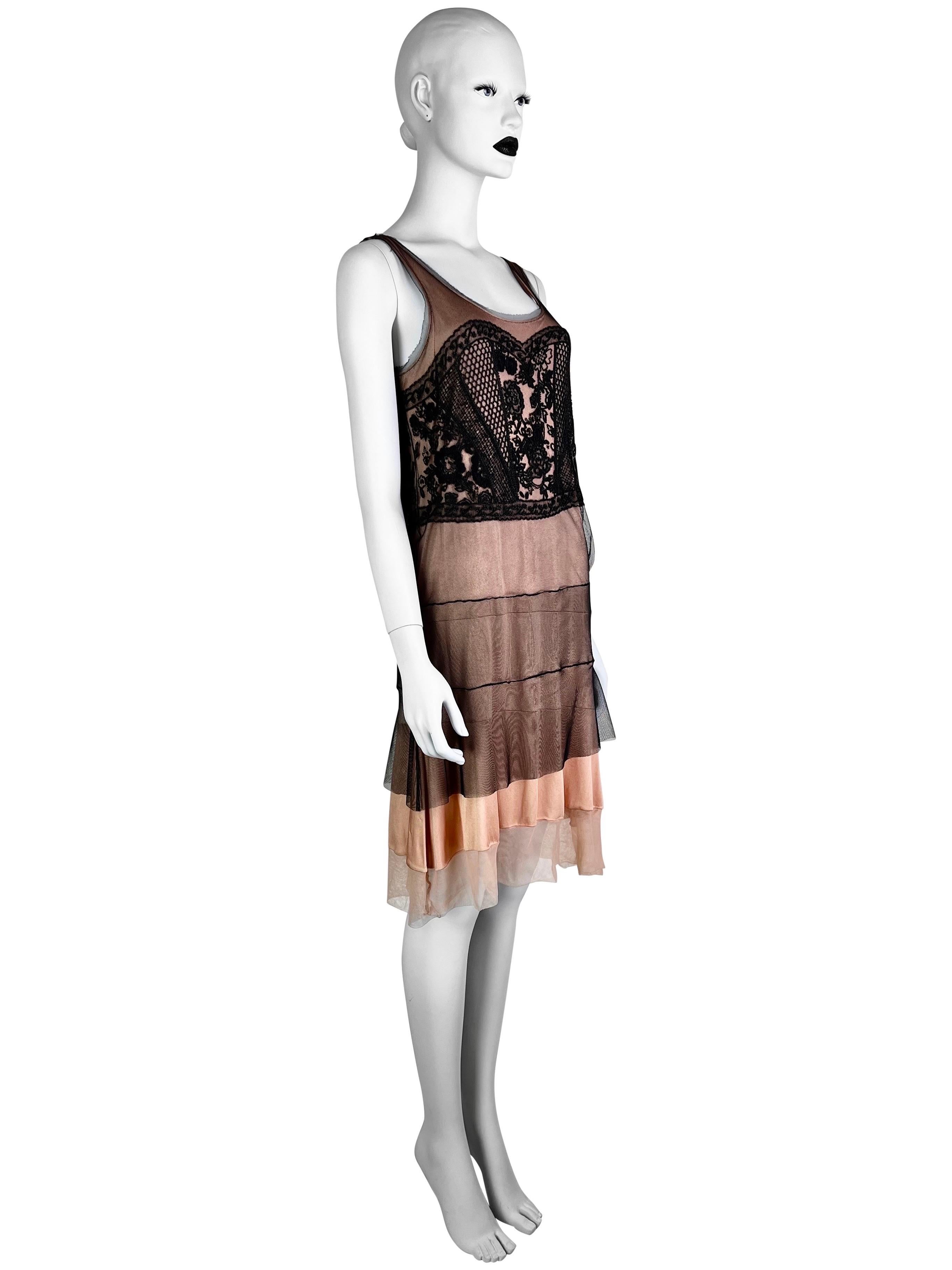 Dior by John Galliano Spring 2006 Embroidered Mesh Silk Mini Dress For Sale 1