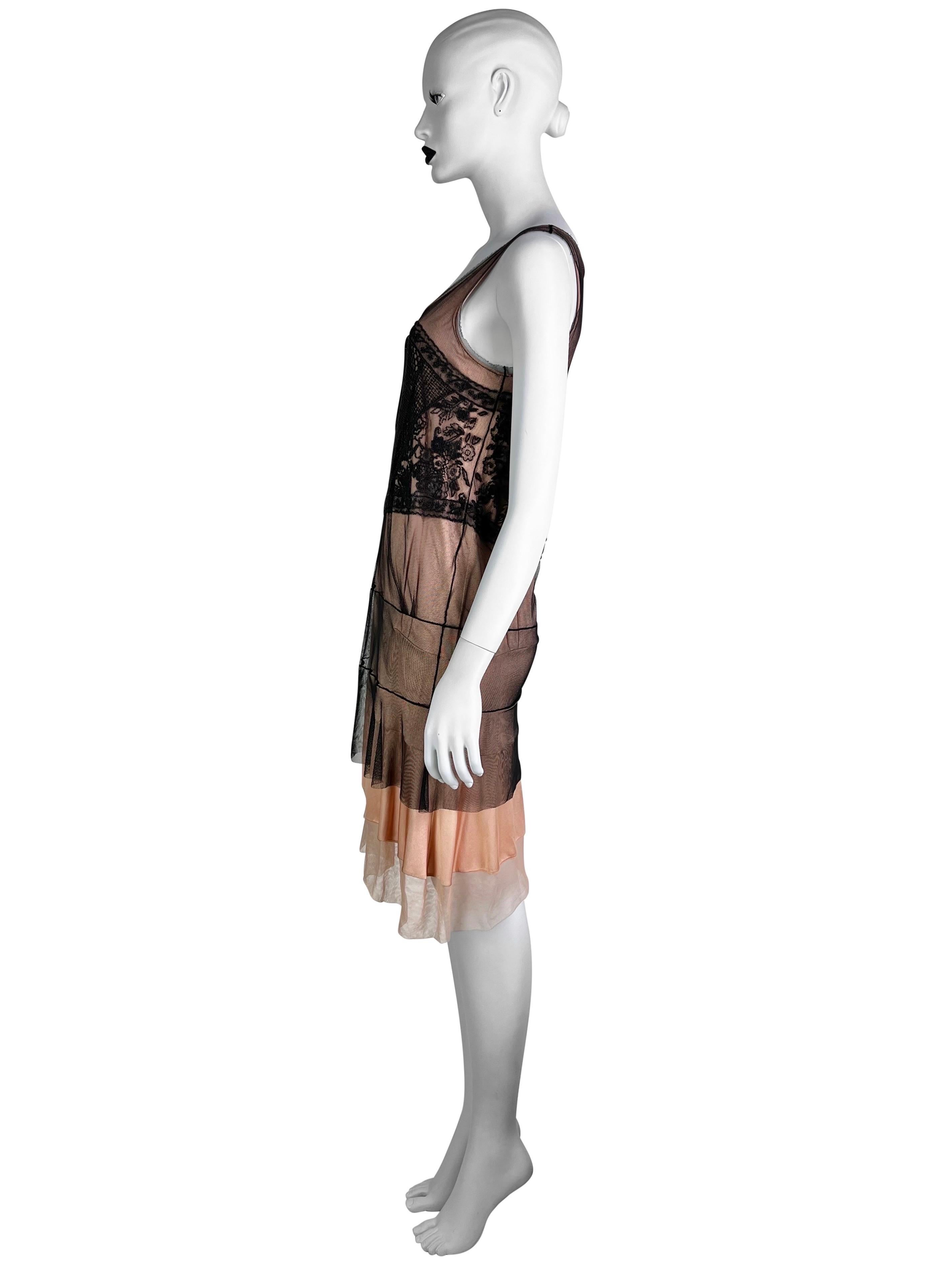 Dior by John Galliano Spring 2006 Embroidered Mesh Silk Mini Dress For Sale 4