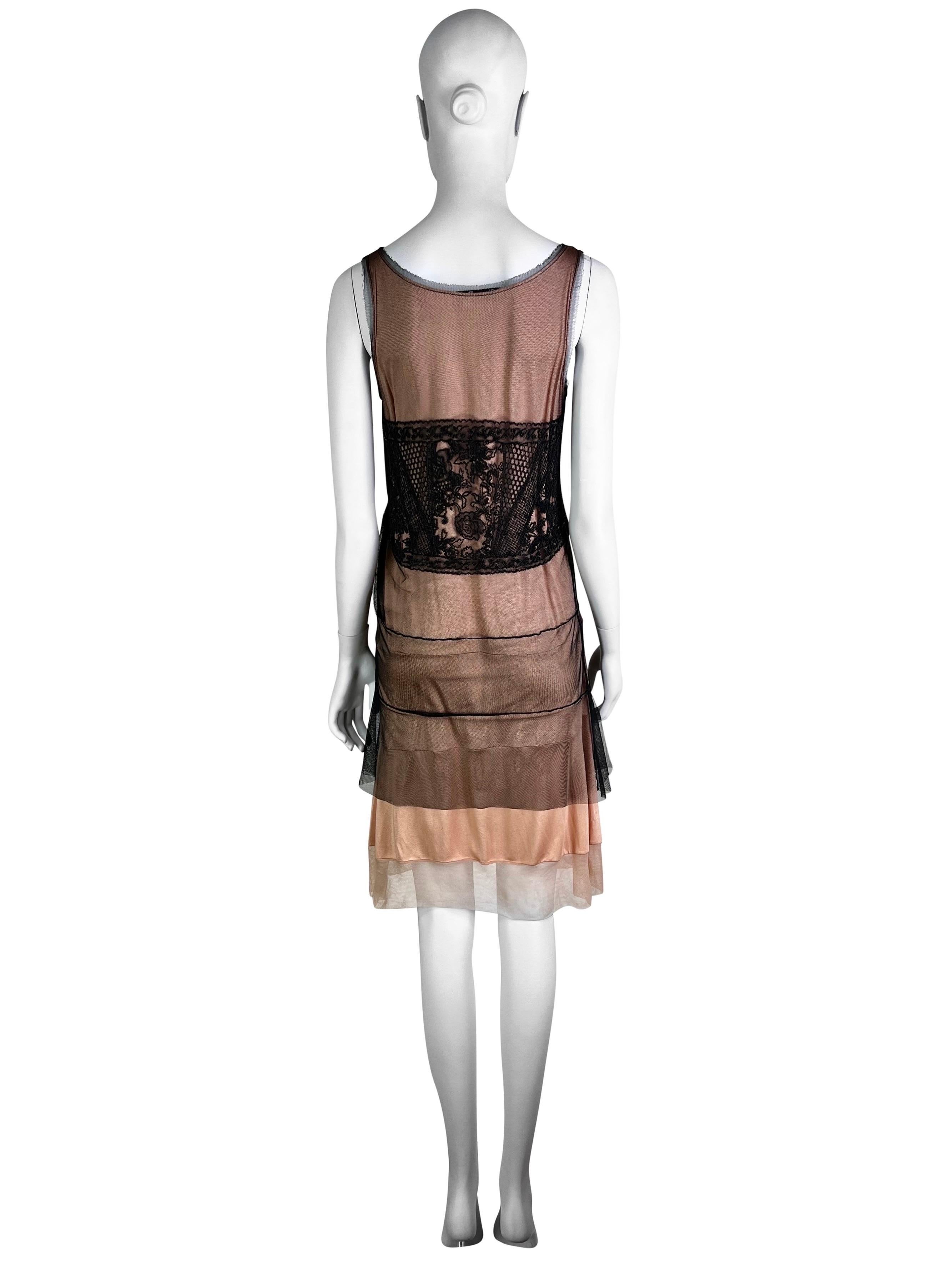 Dior by John Galliano Spring 2006 Embroidered Mesh Silk Mini Dress For Sale 5