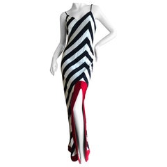 Dior by John Galliano SS 1999 "Les Incroyables" Stripe Dress with High Slit