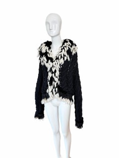 DIOR by JOHN GALLIANO (USA ONLY) Vintage Black & White Fur Knitwear Sweater