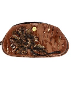 DIOR by JOHN GALLIANO Vintage Brown Velvet Embellished Evening Clutch Bag