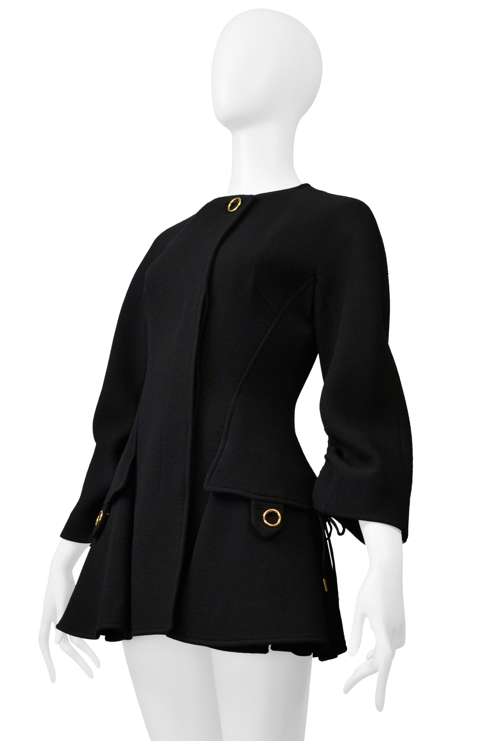 da uomo o donna Dior By Raf Simons: cappotto nero con coulisse modernista e hardware dorato in vendita