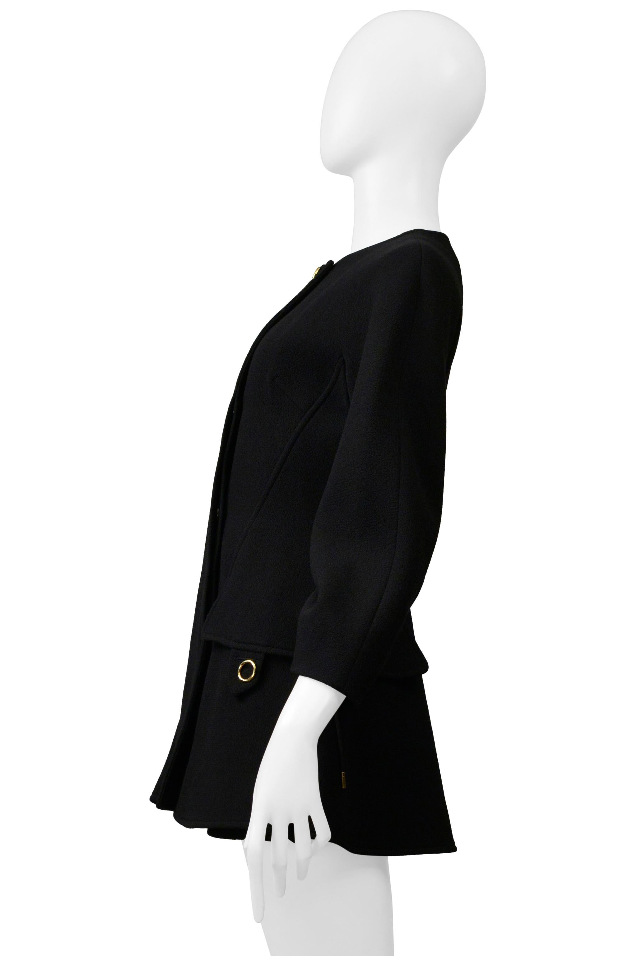 Dior By Raf Simons: cappotto nero con coulisse modernista e hardware dorato in vendita 1
