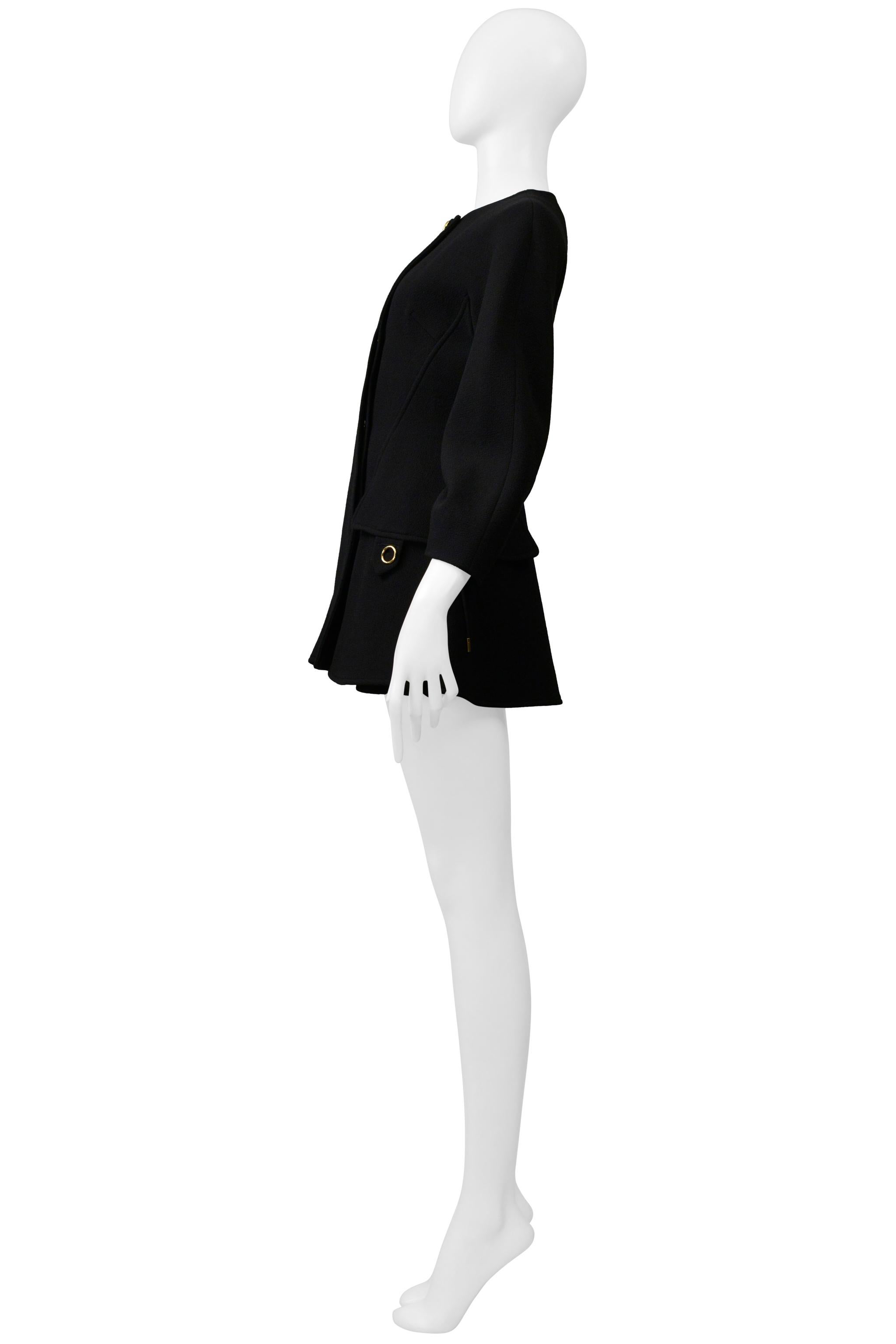 Dior By Raf Simons: cappotto nero con coulisse modernista e hardware dorato in vendita 2