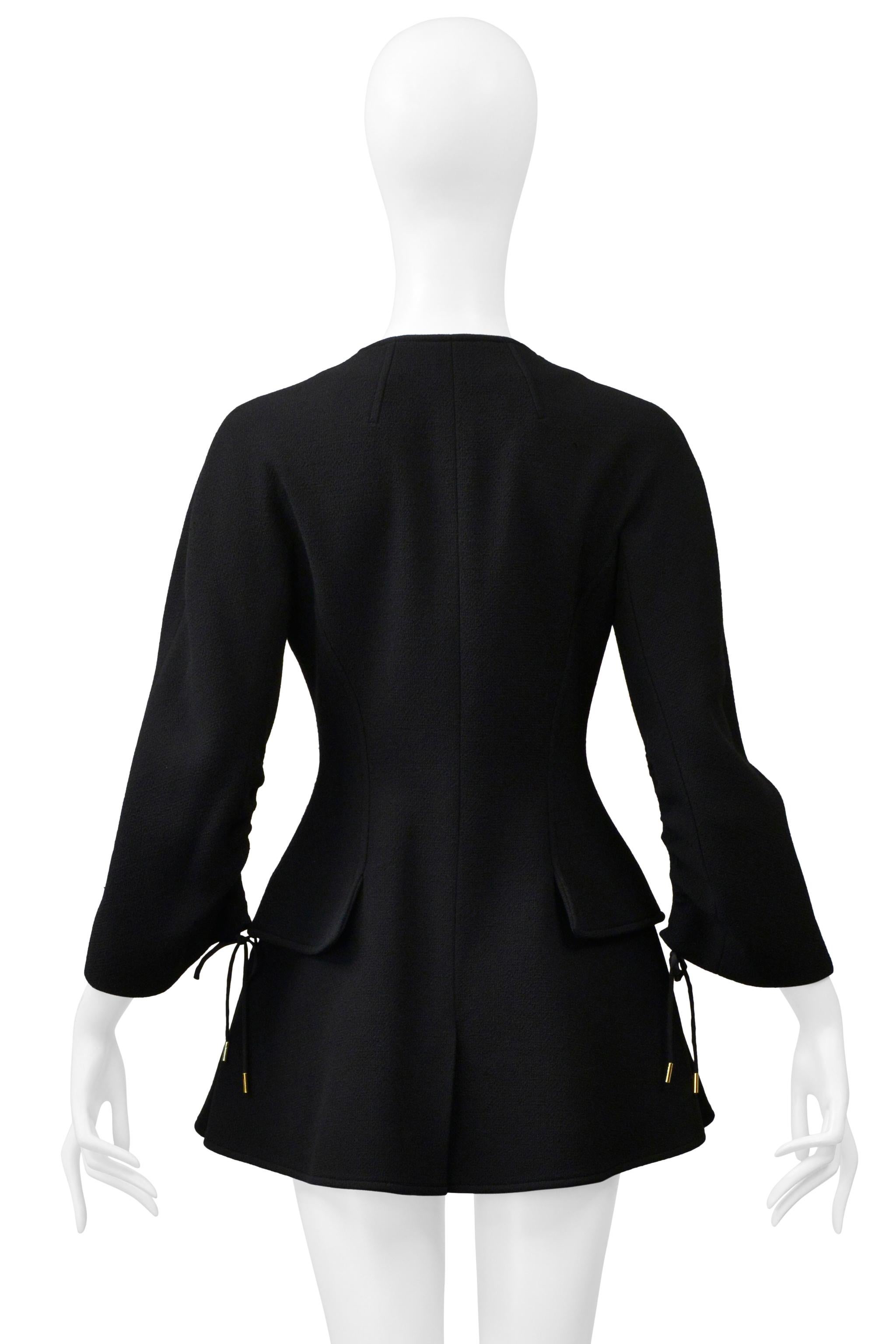 Dior By Raf Simons: cappotto nero con coulisse modernista e hardware dorato in vendita 3