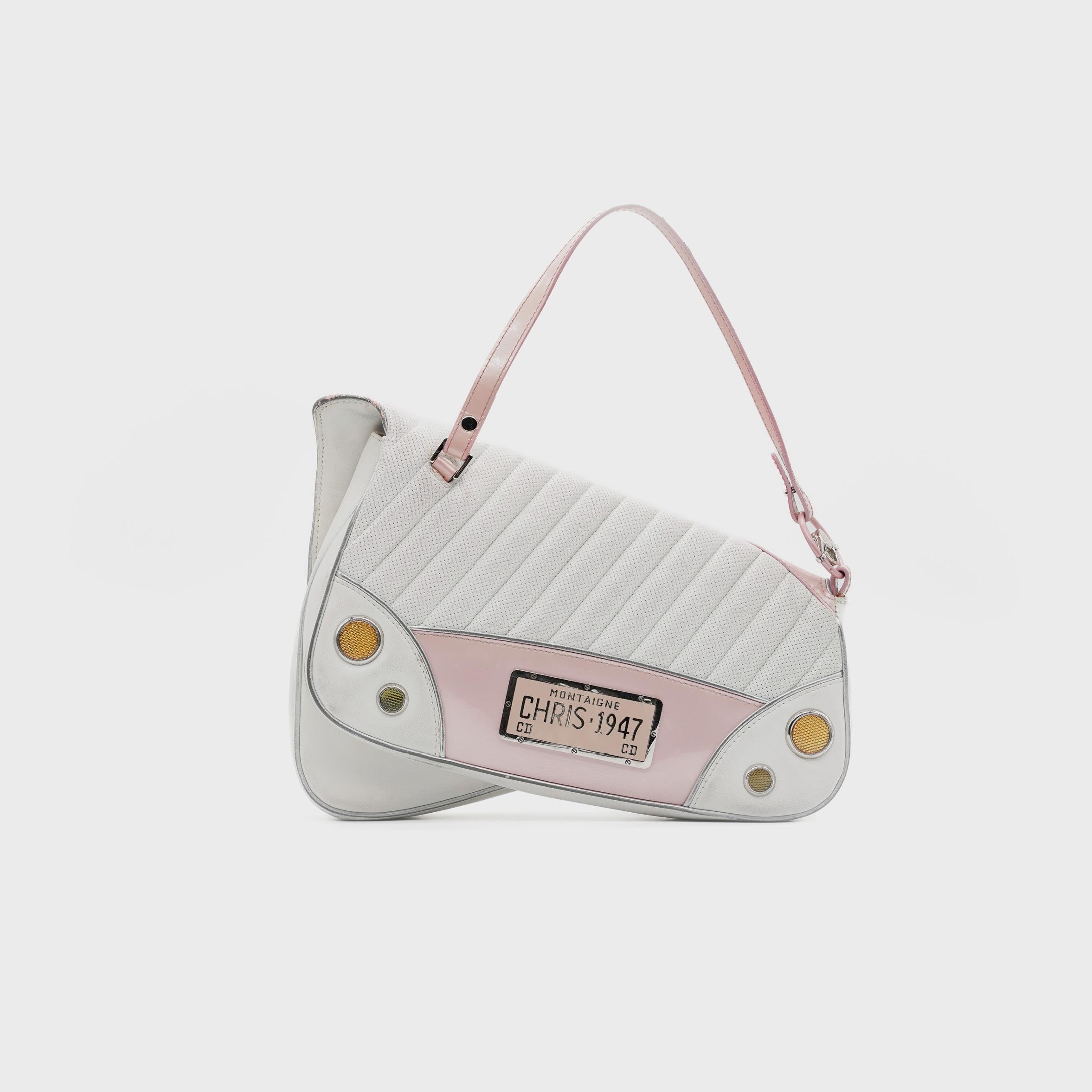 Sac à bandoulière 'Cadillac' de Dior, cuir rose/blanc, John Galliano, S/S 2001 en vente 2