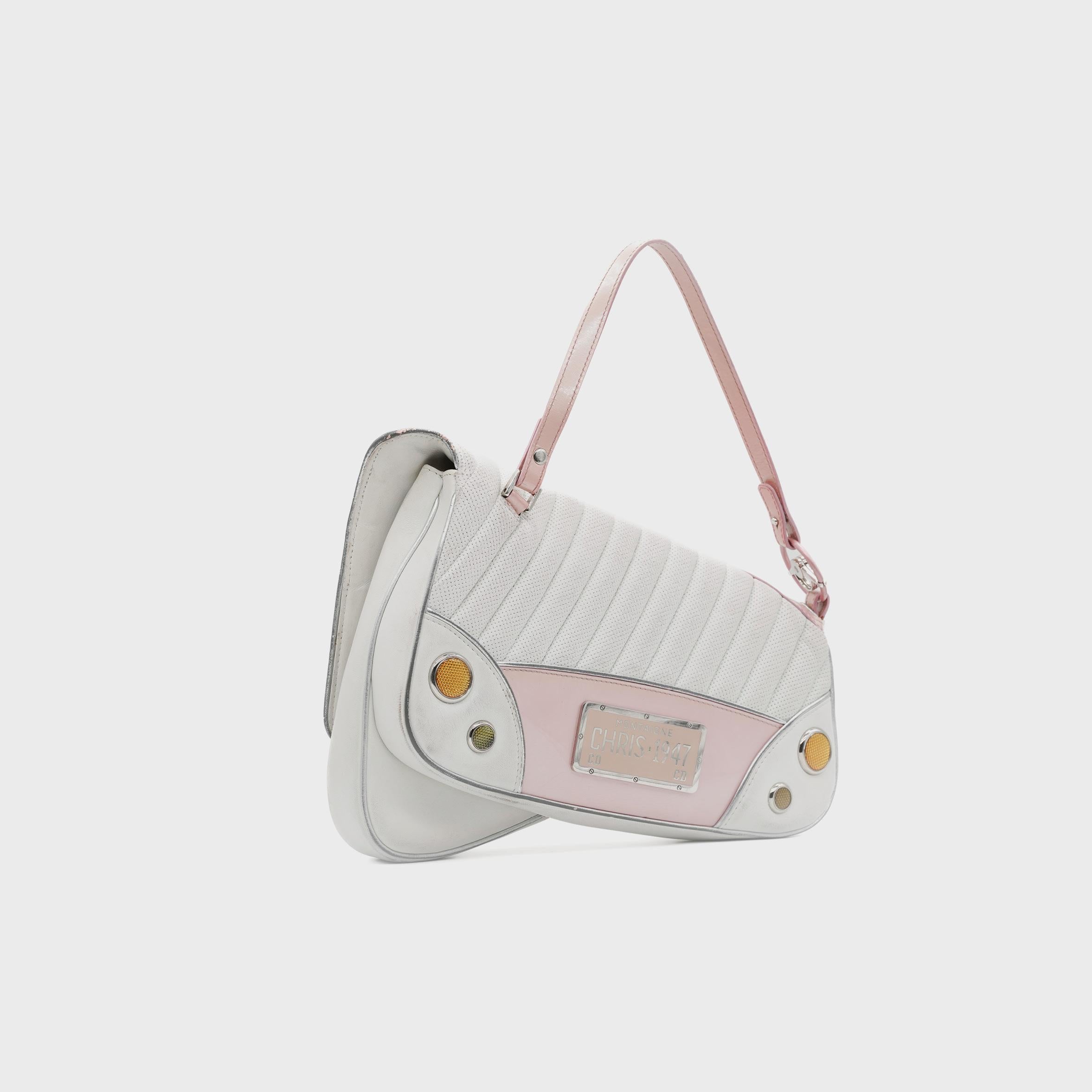 Sac à bandoulière 'Cadillac' de Dior, cuir rose/blanc, John Galliano, S/S 2001 en vente 3