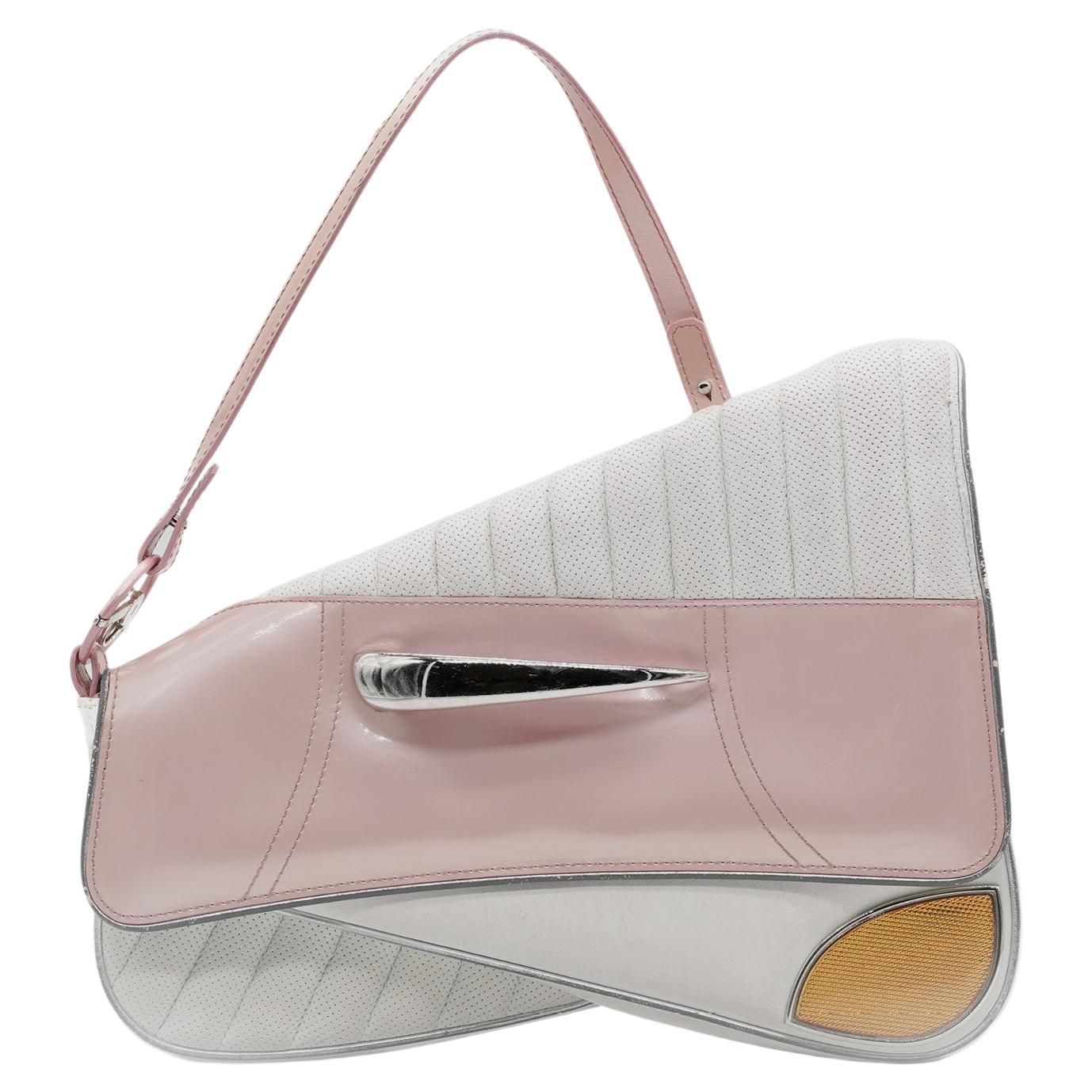 Sac à bandoulière 'Cadillac' de Dior, cuir rose/blanc, John Galliano, S/S 2001 en vente