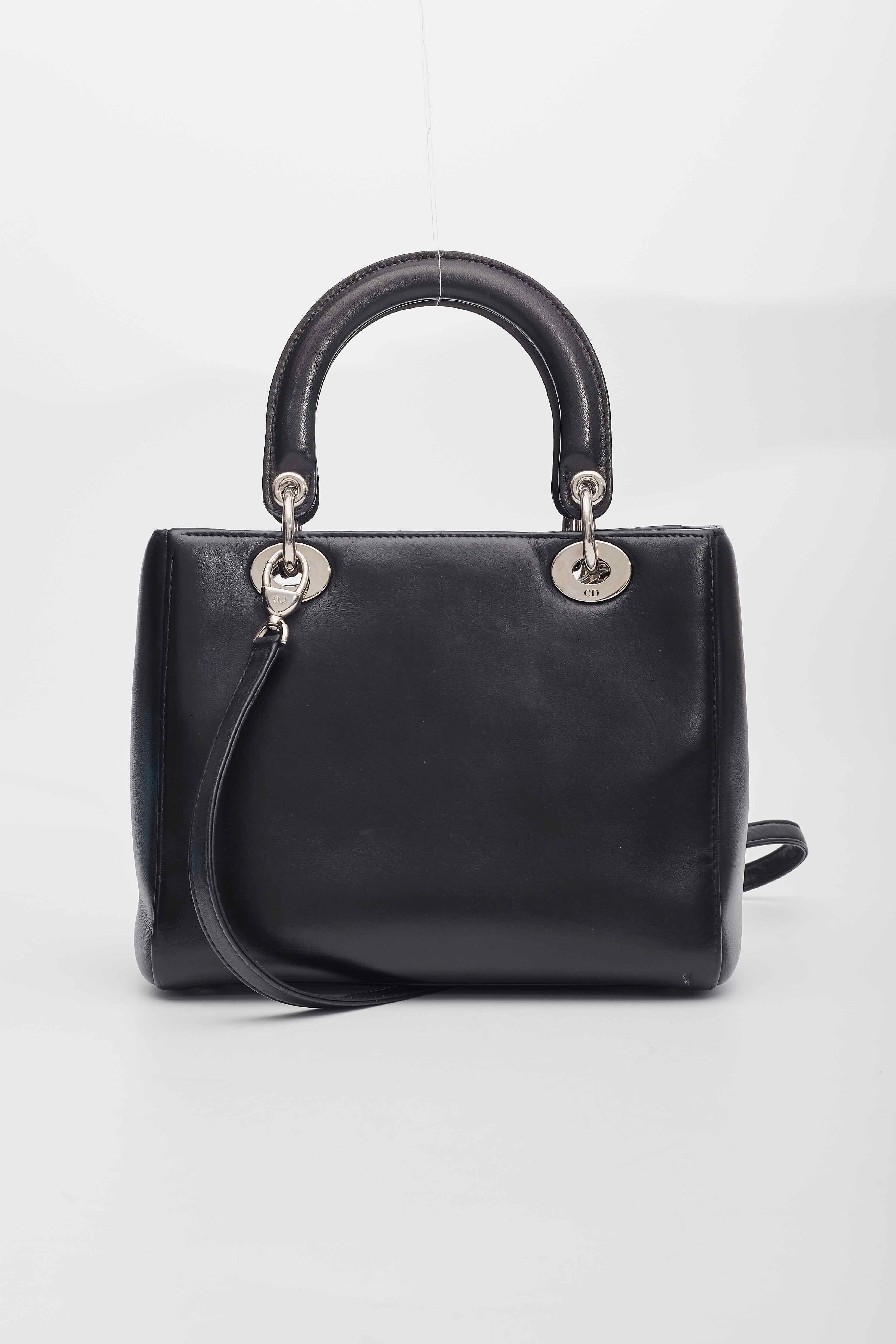 Women's Dior Calfskin Black Sequin Art Medium Lady Dior Handbag For Sale