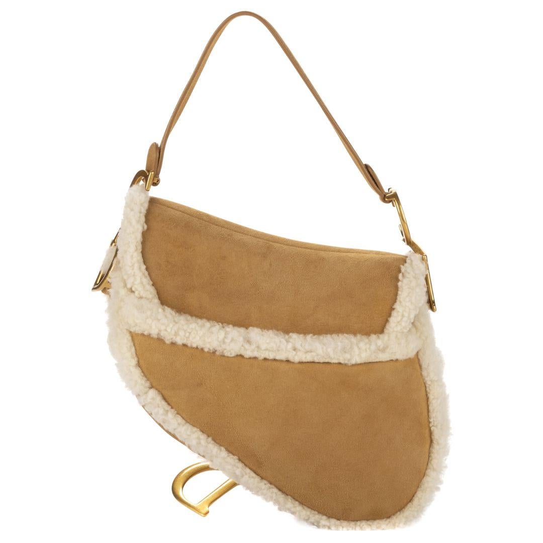 Dior Camel Limited Edition 2020 Saddle Bag In Excellent Condition For Sale In Atlanta, GA