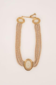 Dior Cameo Short Costume Pearl Necklace, 2000s