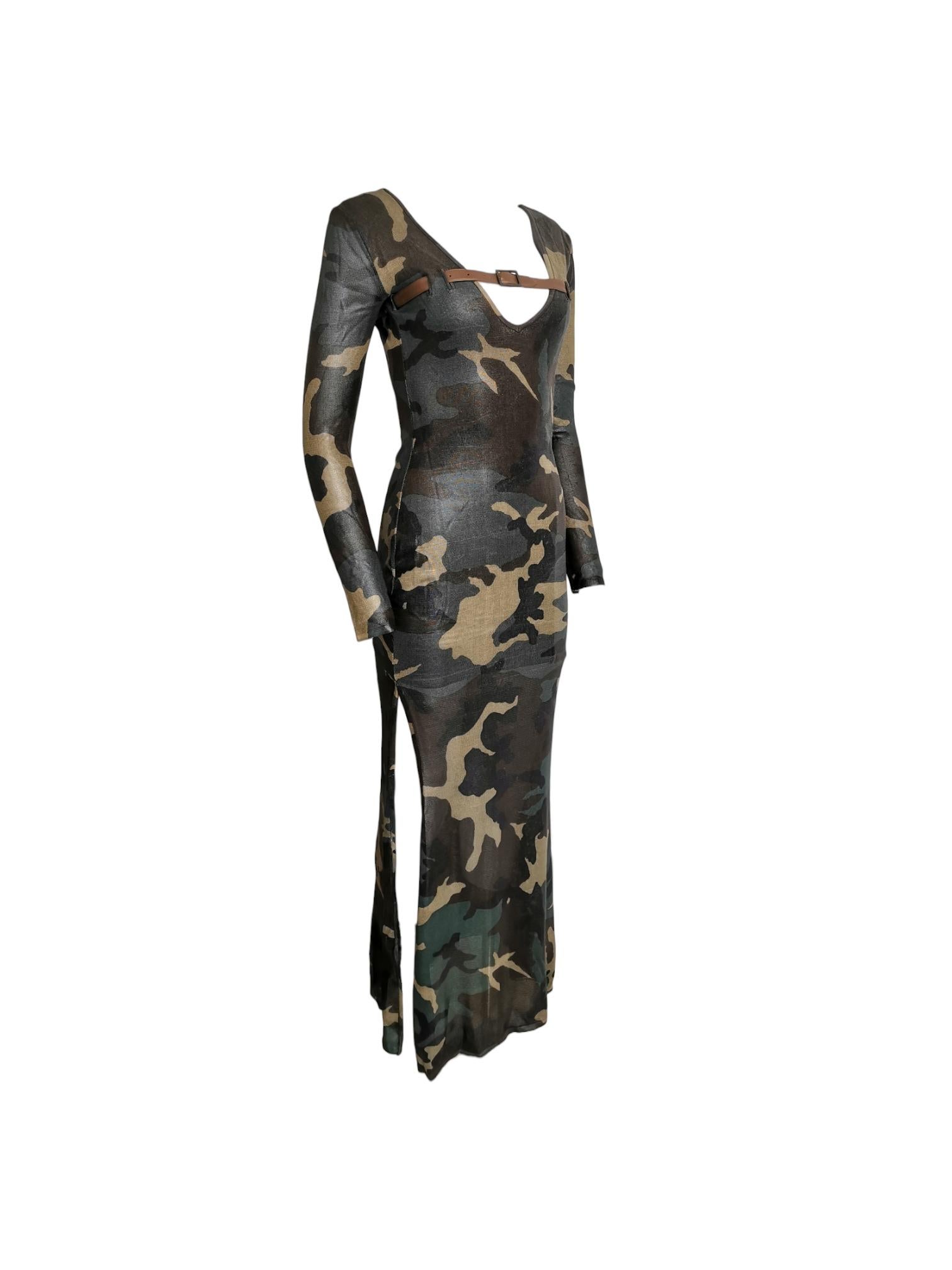 Black Dior camouflage maxi dress, SS 2001 For Sale