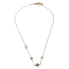 Dior Cannage Faux Pearl Crystal Gold Tone Station Necklace