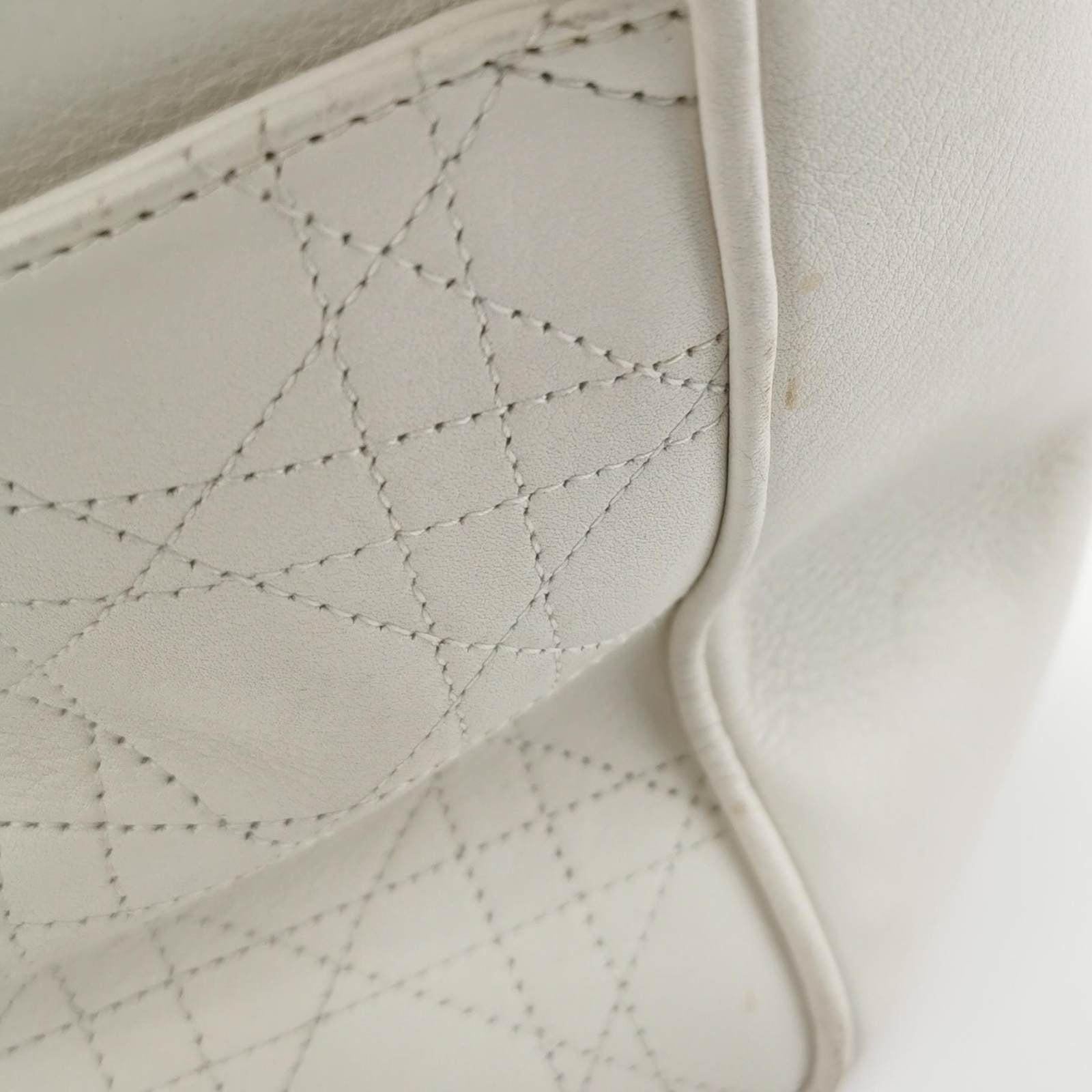 Dior Cannage Leather Tote Bag White 2005 with Silver Hardware 9
