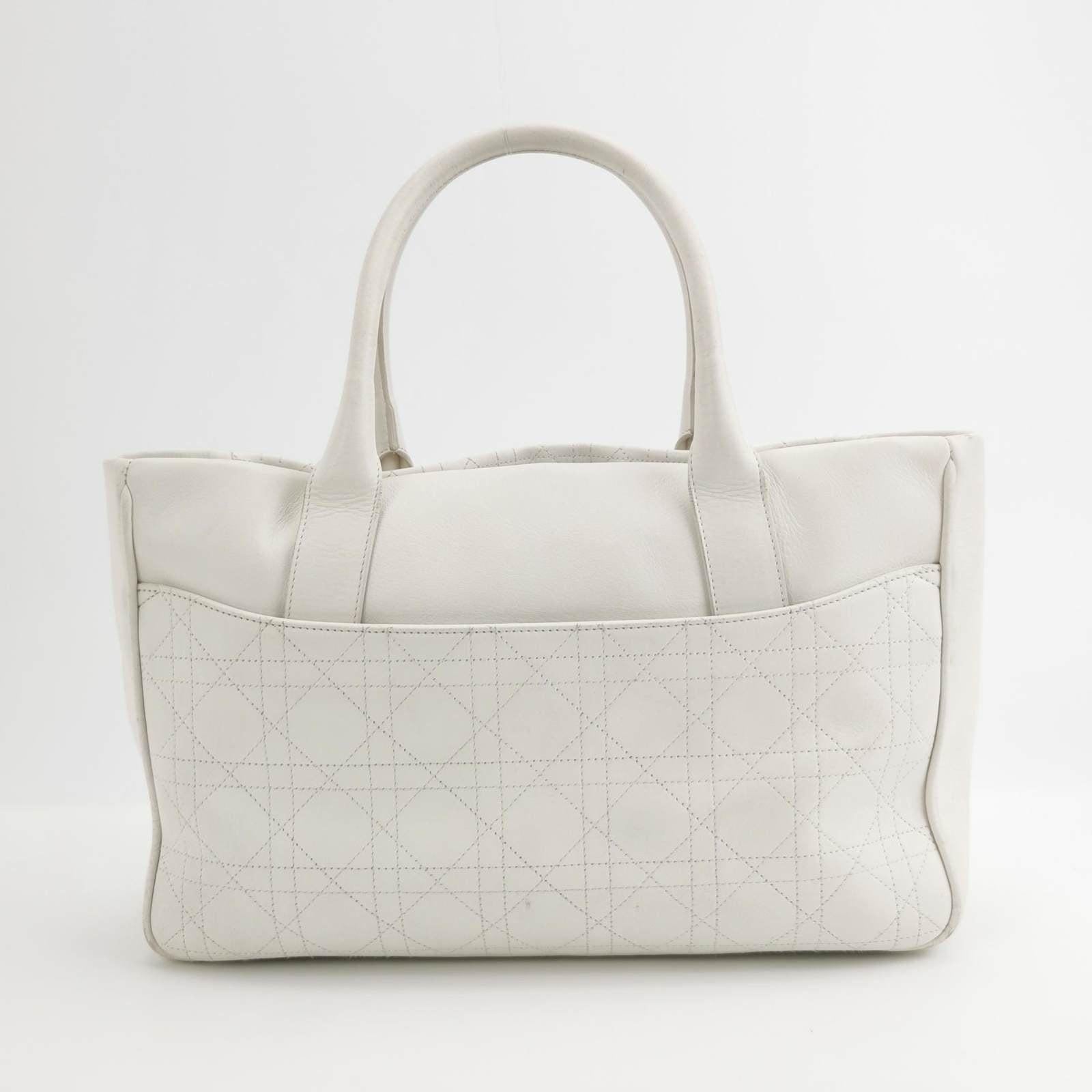 Dior Cannage Leather Tote Bag White 2005 with Silver Hardware 1