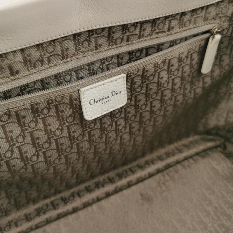 Dior Cannage Leather Tote Bag White 2005 with Silver Hardware 4
