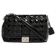 Dior Cannage Patent Leather Large New Lock Flap Shoulder Bag