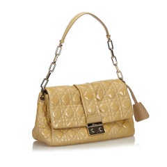 Dior Cannage Quilted Patent Leather New Lock Flap Shoulder Bag