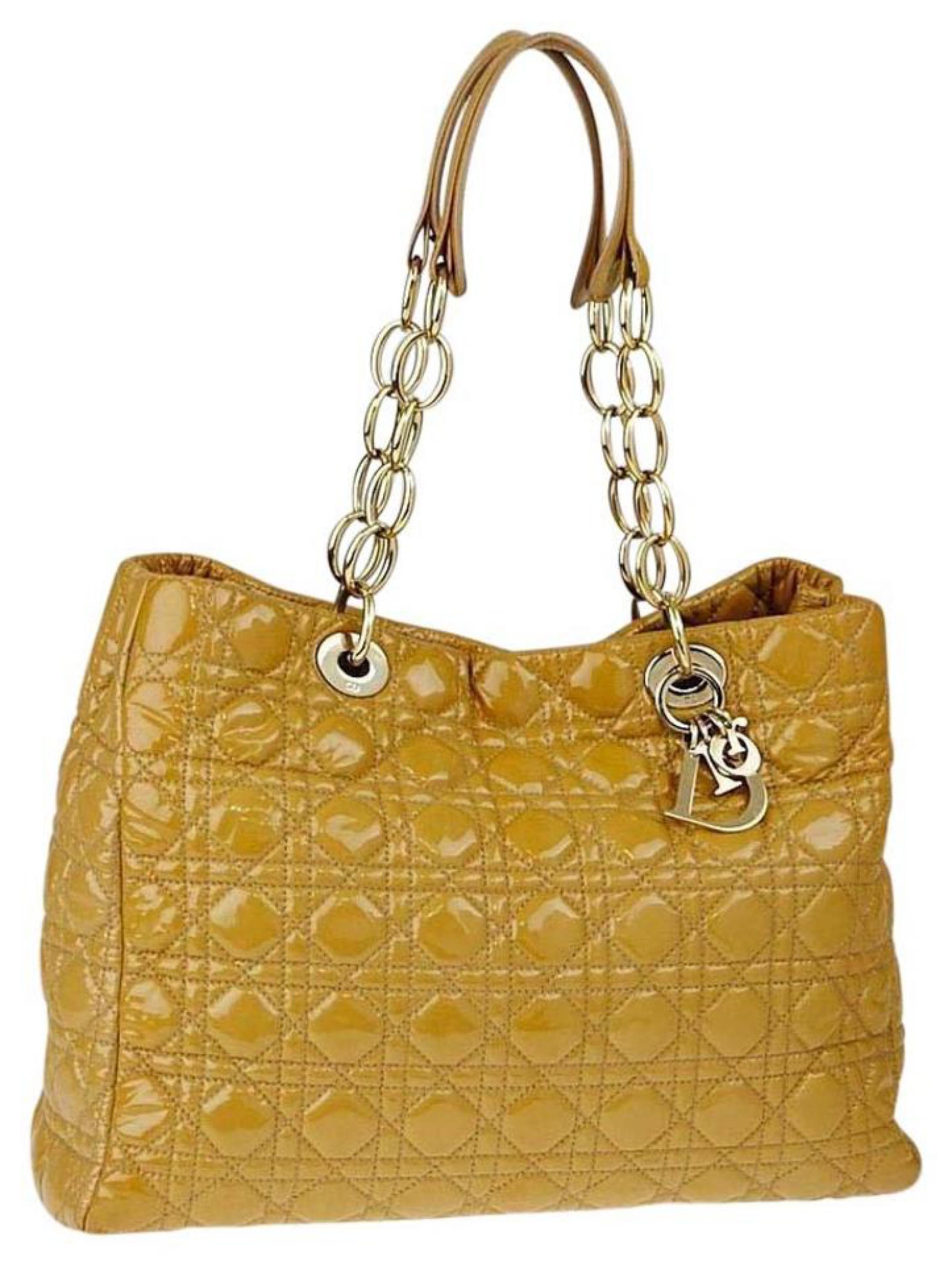 Dior Cannage Quilted Soft Shopping 25cd915c Beige Patent Leather Tote For Sale 6