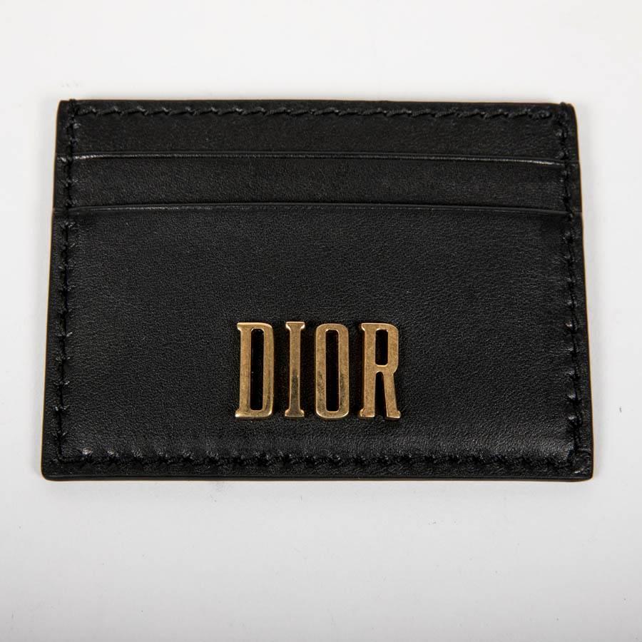 Women's or Men's DIOR Card Holder in Black Smooth Leather