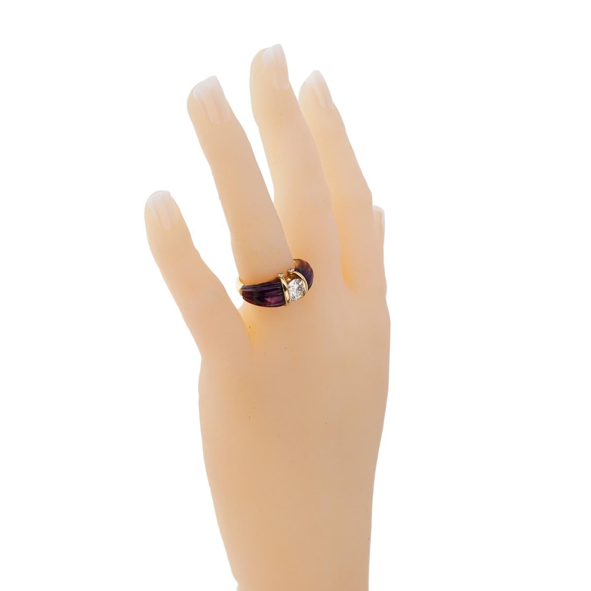 Christian Dior Solitär-Ring mit geschnitztem Amethyst-Diamant (Brillantschliff)