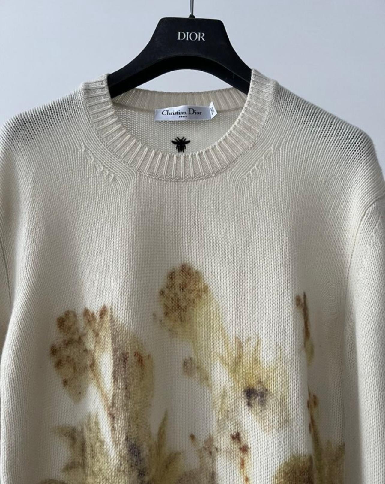 Gray Dior Cashmere Jumper Hand Painted 34 FR