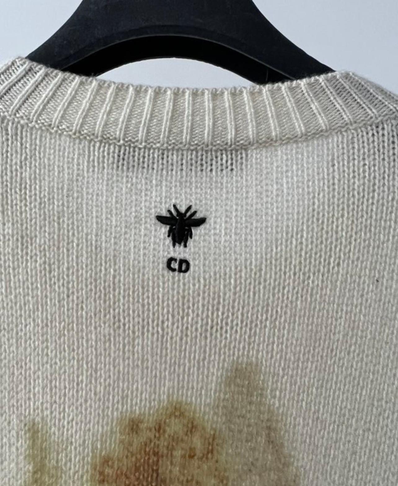 Women's or Men's Dior Cashmere Jumper Hand Painted For Sale