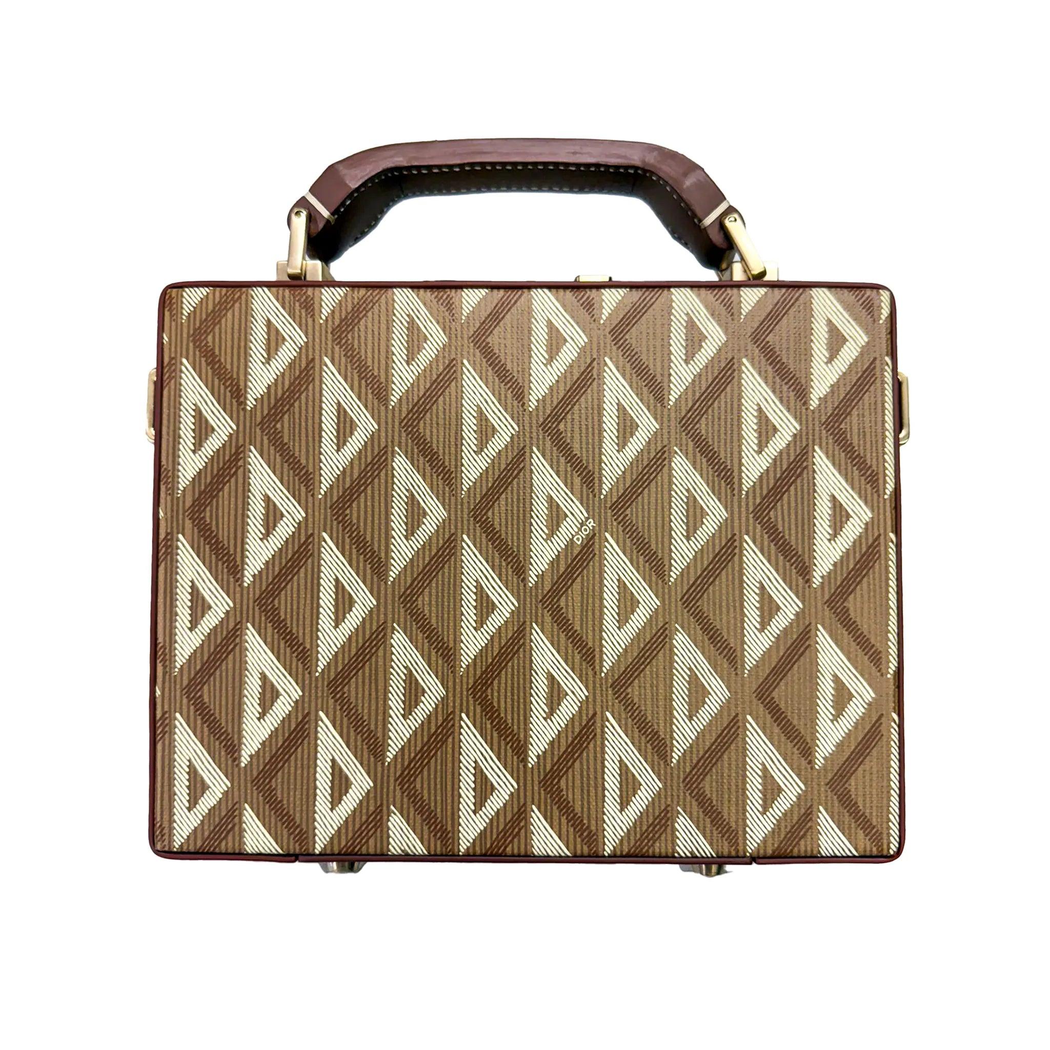 Marron Dior CD Diamond Structured Box Bag - Toile de Dior, 1970 Inspiration en vente