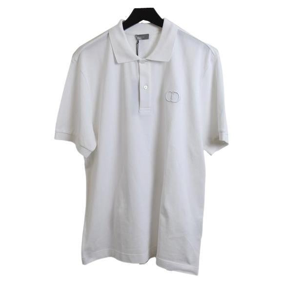 Dior CD Embroidered Logo Polo White For Sale