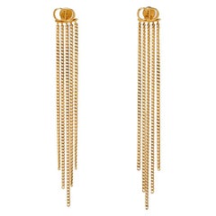 Dior CD Gold Tone Chain Tassel Earrings