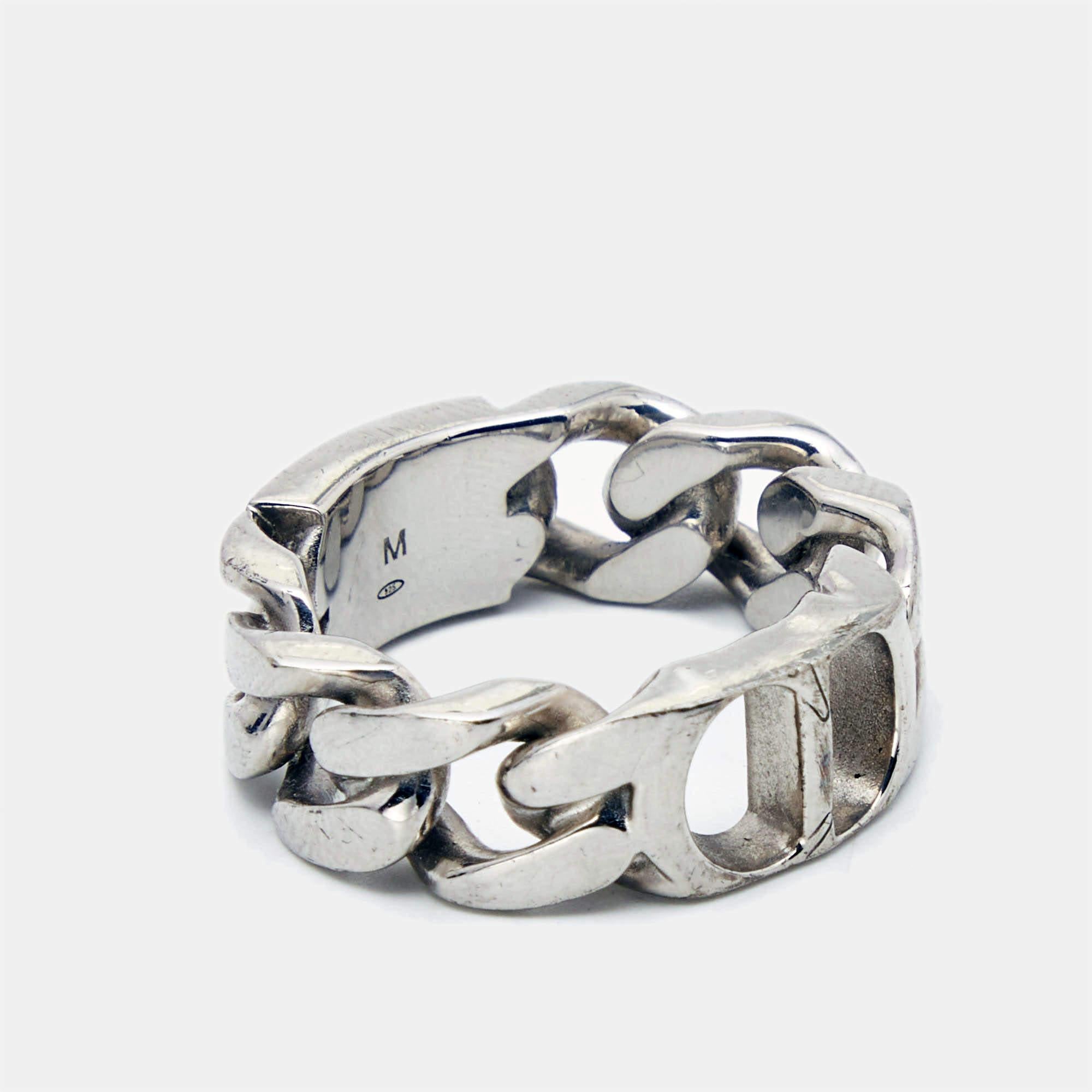 Dior CD Icon Sterling Silver Ring Size 60 For Sale 3