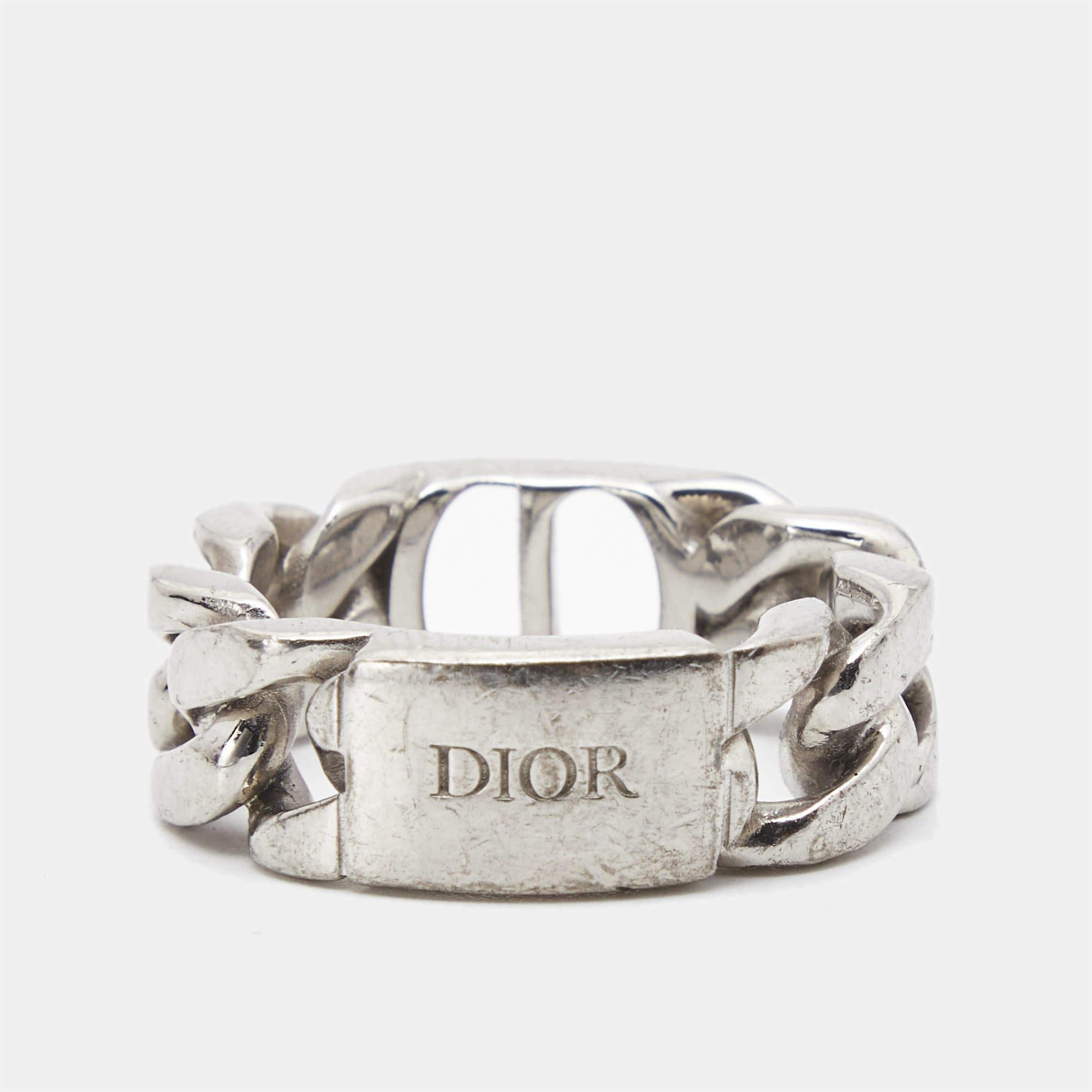 Dior CD Icon Sterling Silver Ring Size 60 For Sale 4