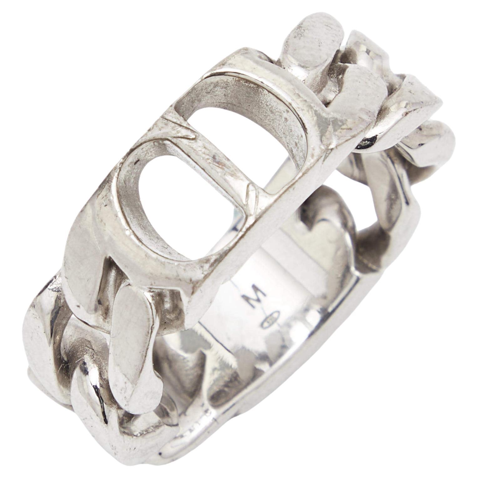 Dior CD Icon Sterling Silver Ring Size 60 For Sale