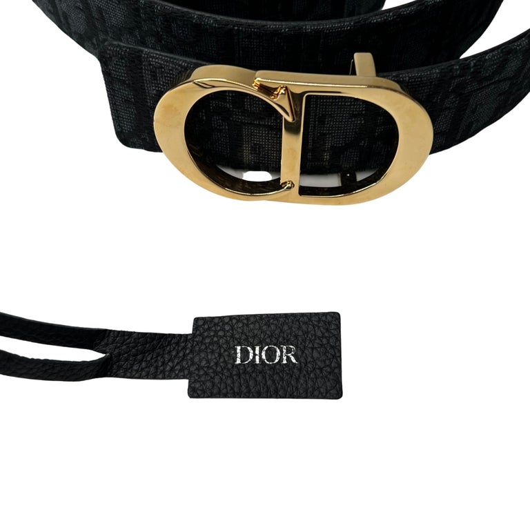Dior CD Logo Gold Buckle Reversible Oblique Black Belt 2021 (Size 41