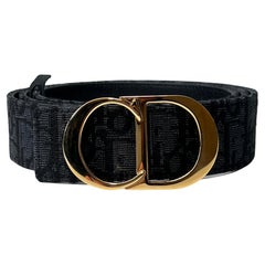 Dior CD Logo Gold Buckle Reversible Oblique Black Belt 2021 (Size 41") 35mm