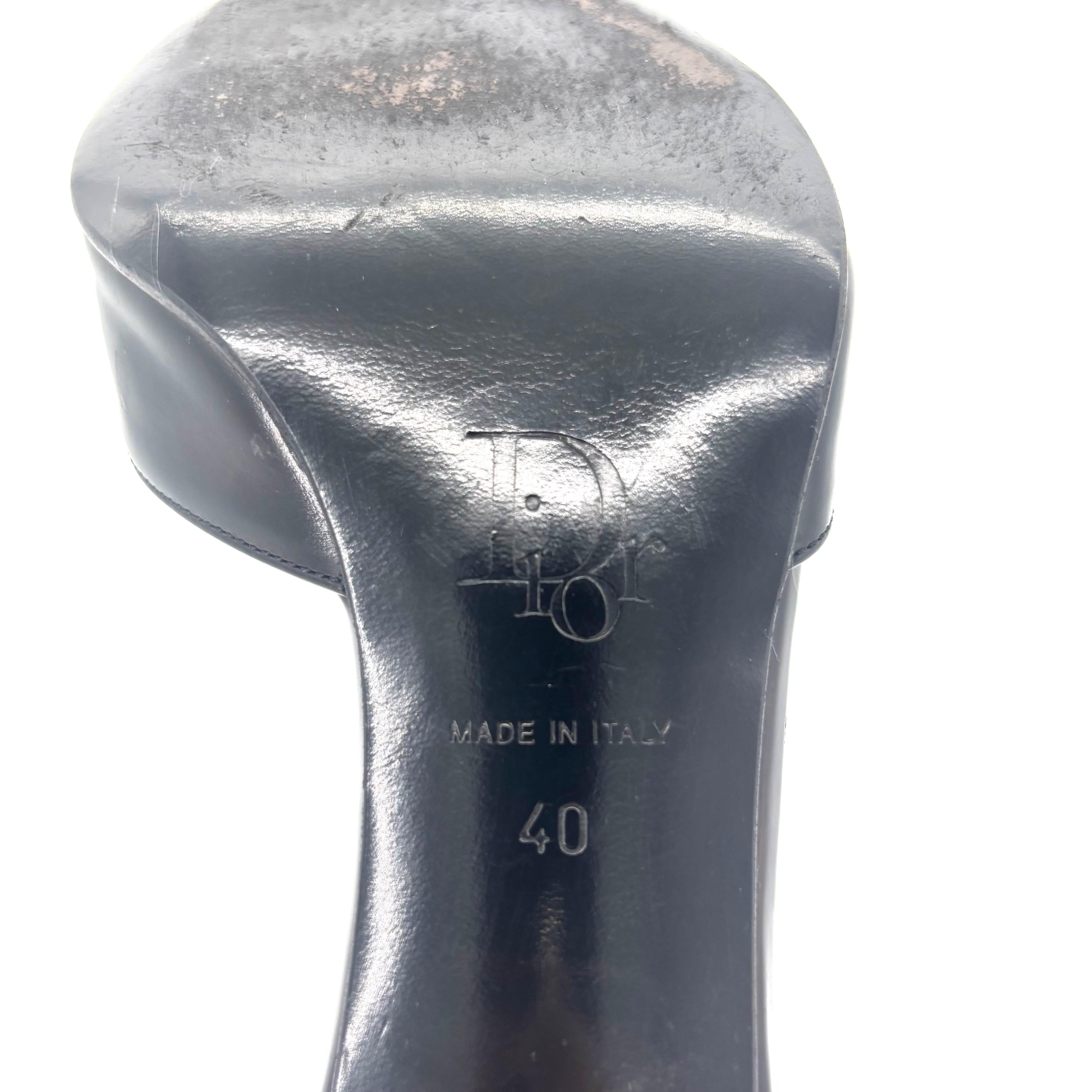 Dior CD Logo Retro Vintage Galliano Black Leather Pointed Toe