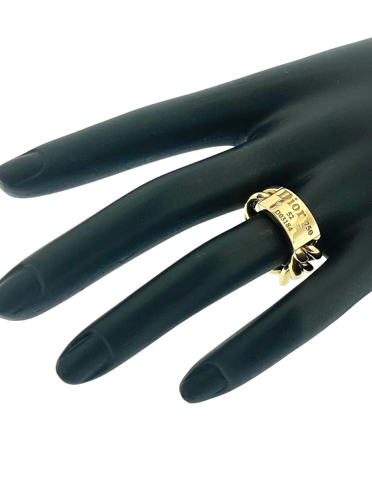 Modern Dior Chain Link Ring Yellow Gold For Sale