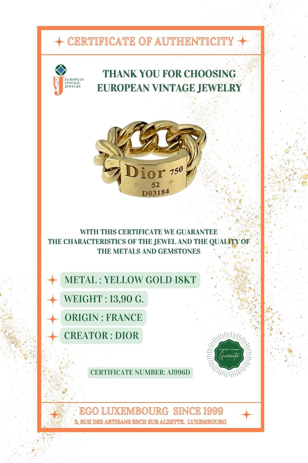 Dior Chain Link Ring Yellow Gold For Sale 1
