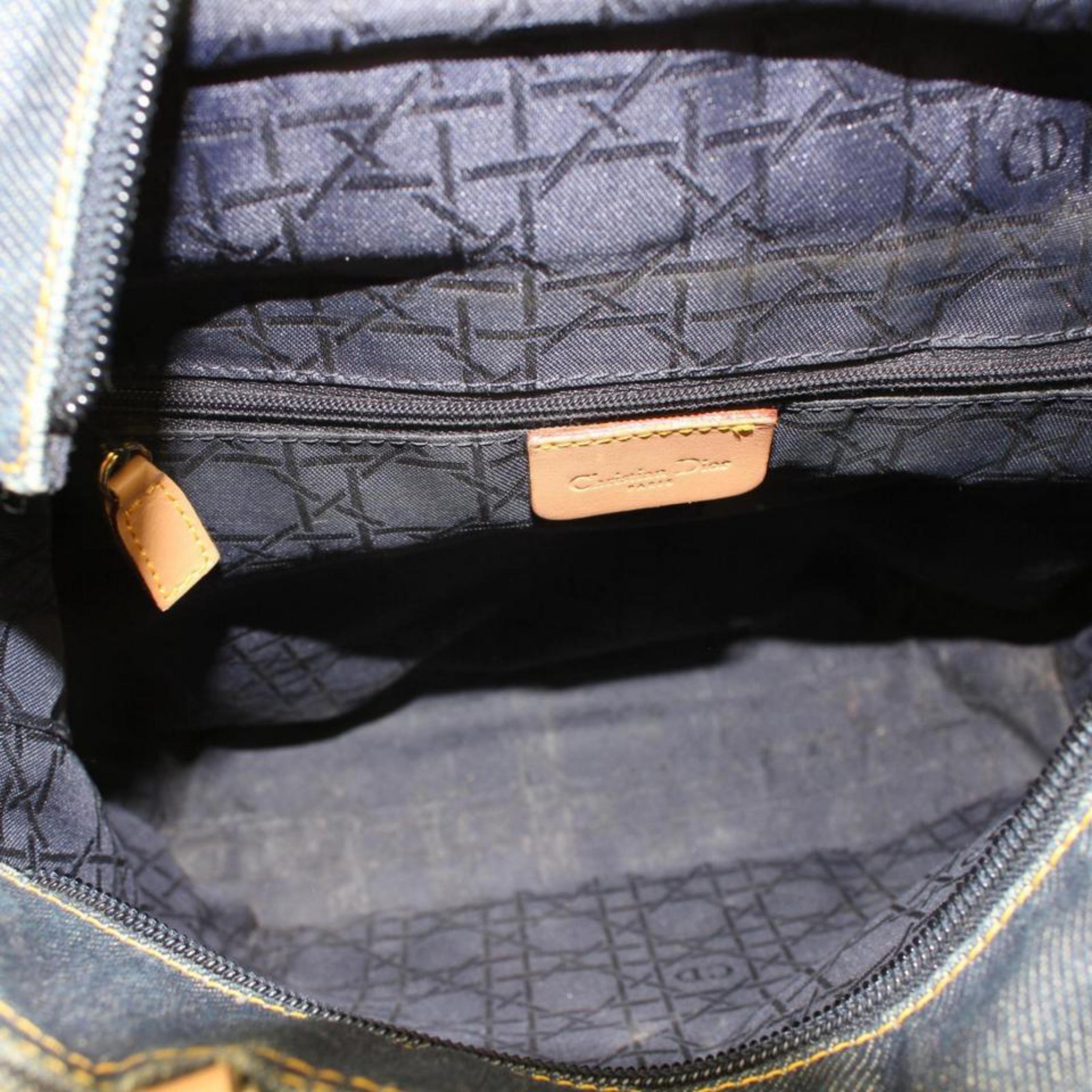 Black Dior Chain Zip Tote 868739 Blue Denim Shoulder Bag For Sale