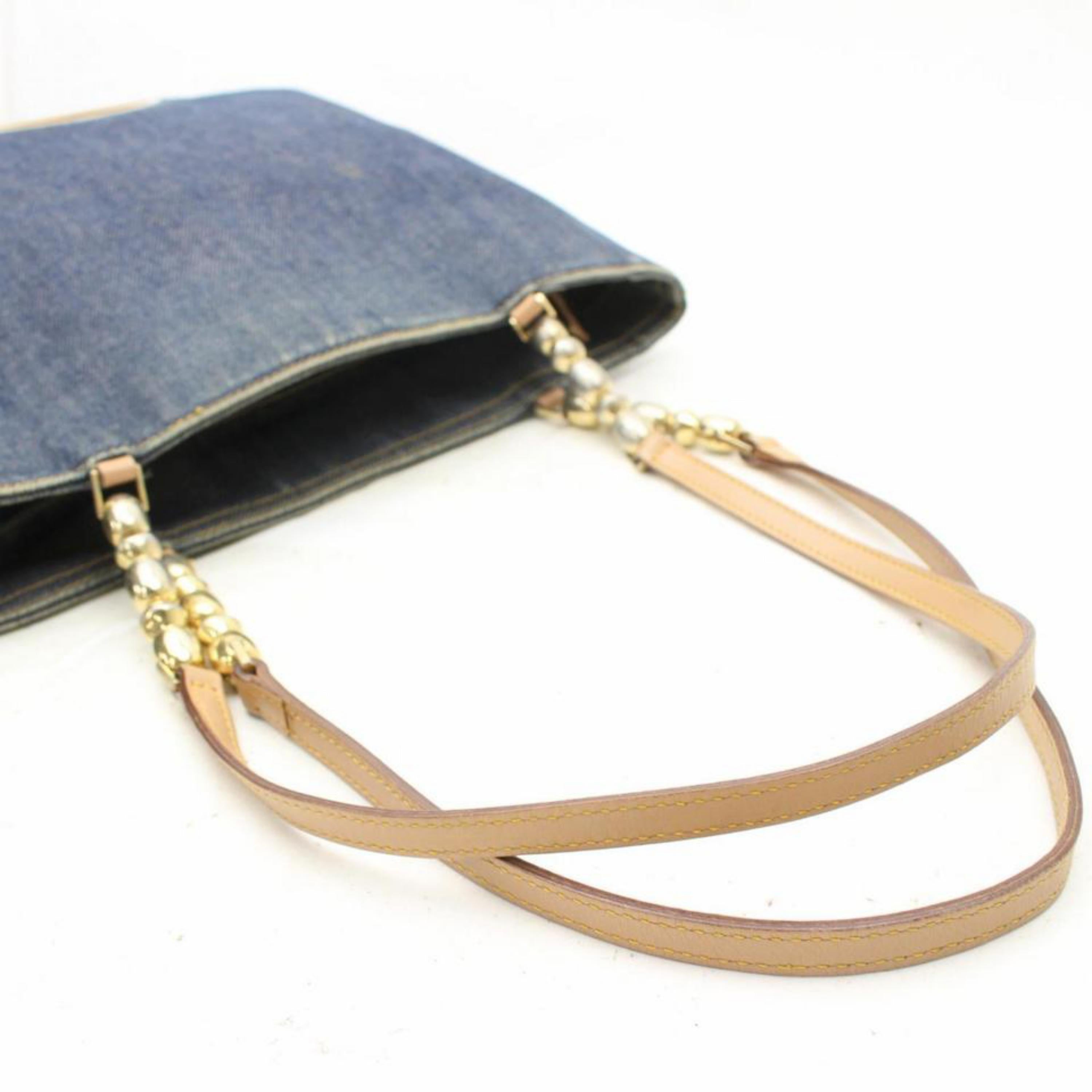 Women's Dior Chain Zip Tote 868739 Blue Denim Shoulder Bag For Sale