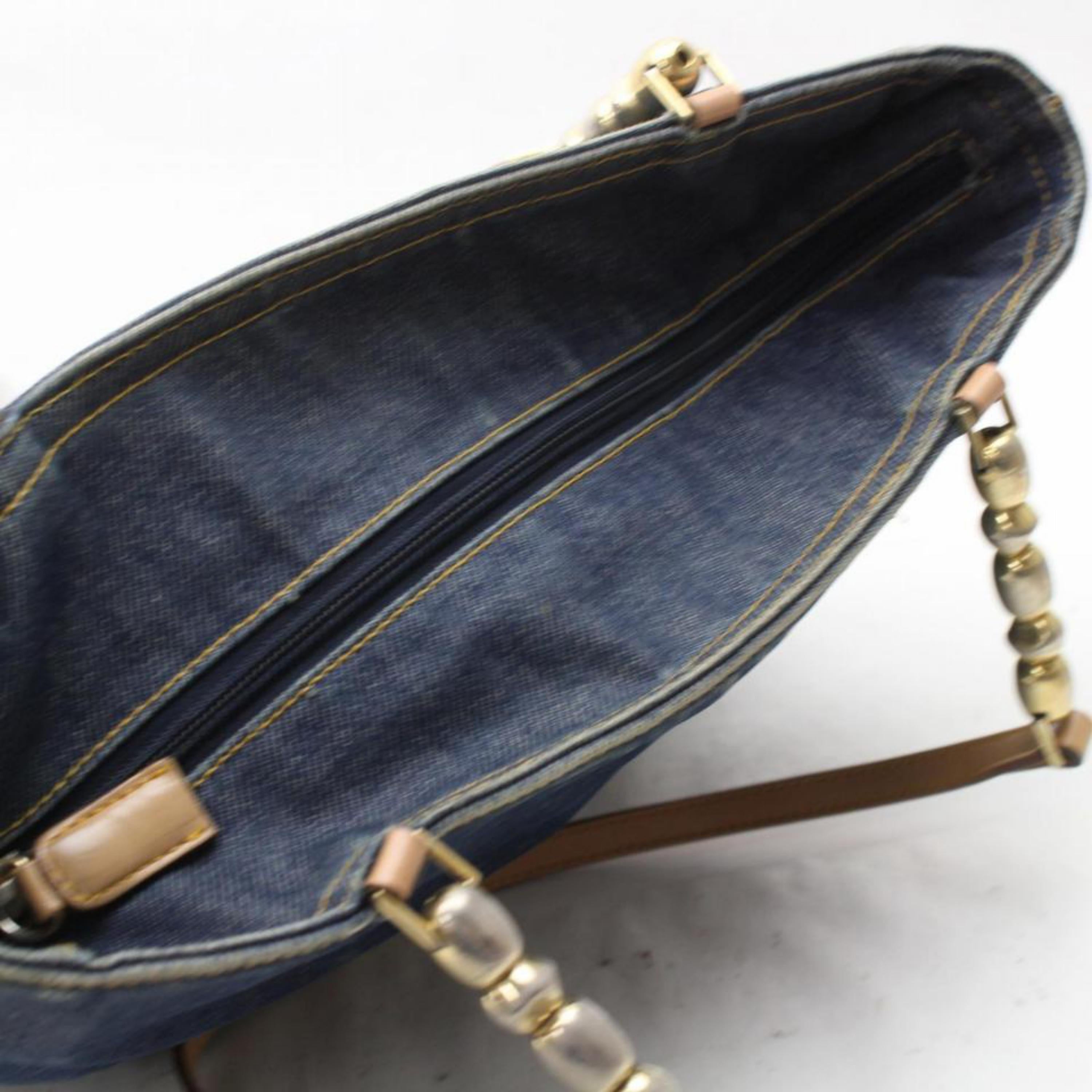 Dior Chain Zip Tote 868739 Blue Denim Shoulder Bag For Sale 1