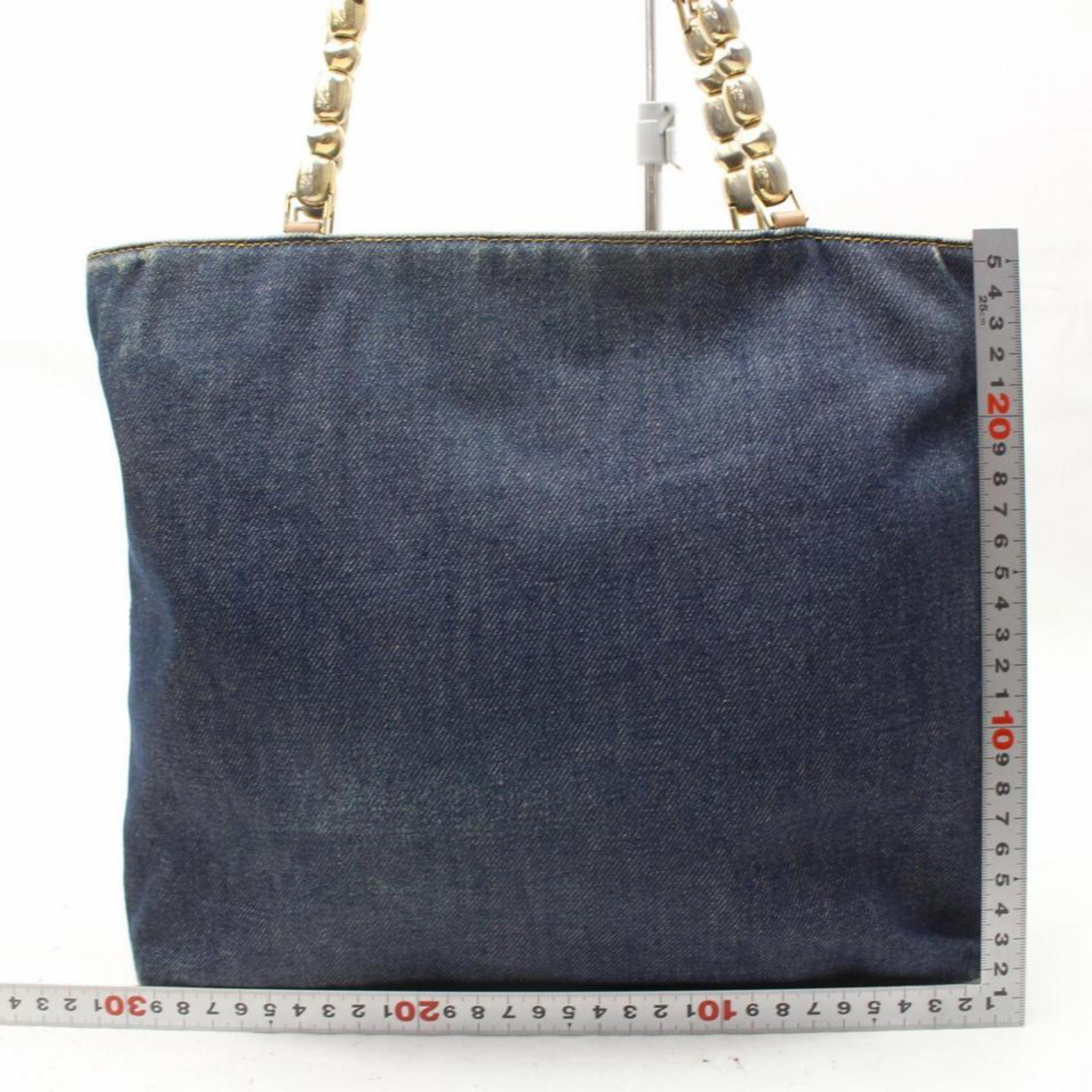 Dior Chain Zip Tote 868739 Blue Denim Shoulder Bag For Sale 2