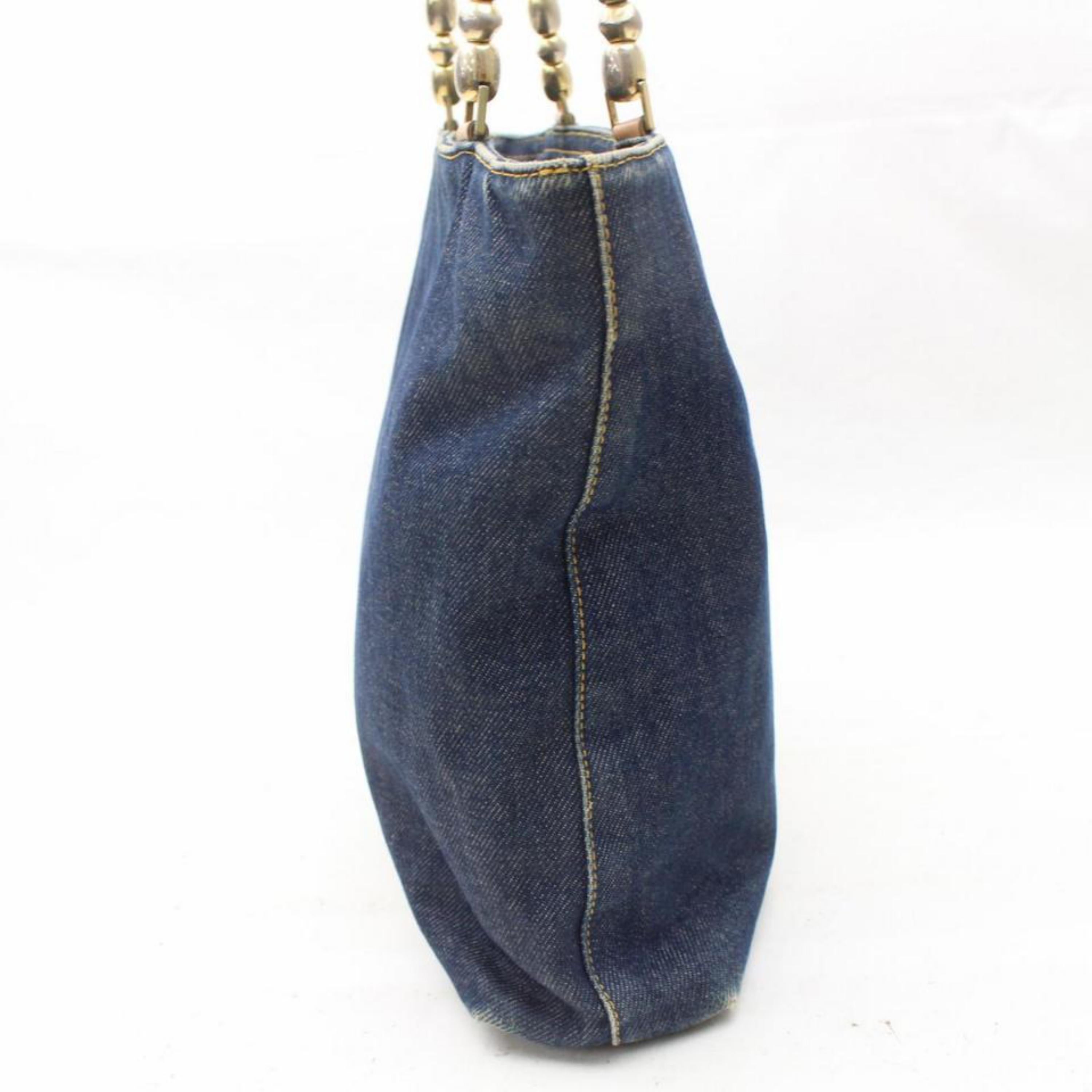 Dior Chain Zip Tote 868739 Blue Denim Shoulder Bag For Sale 3