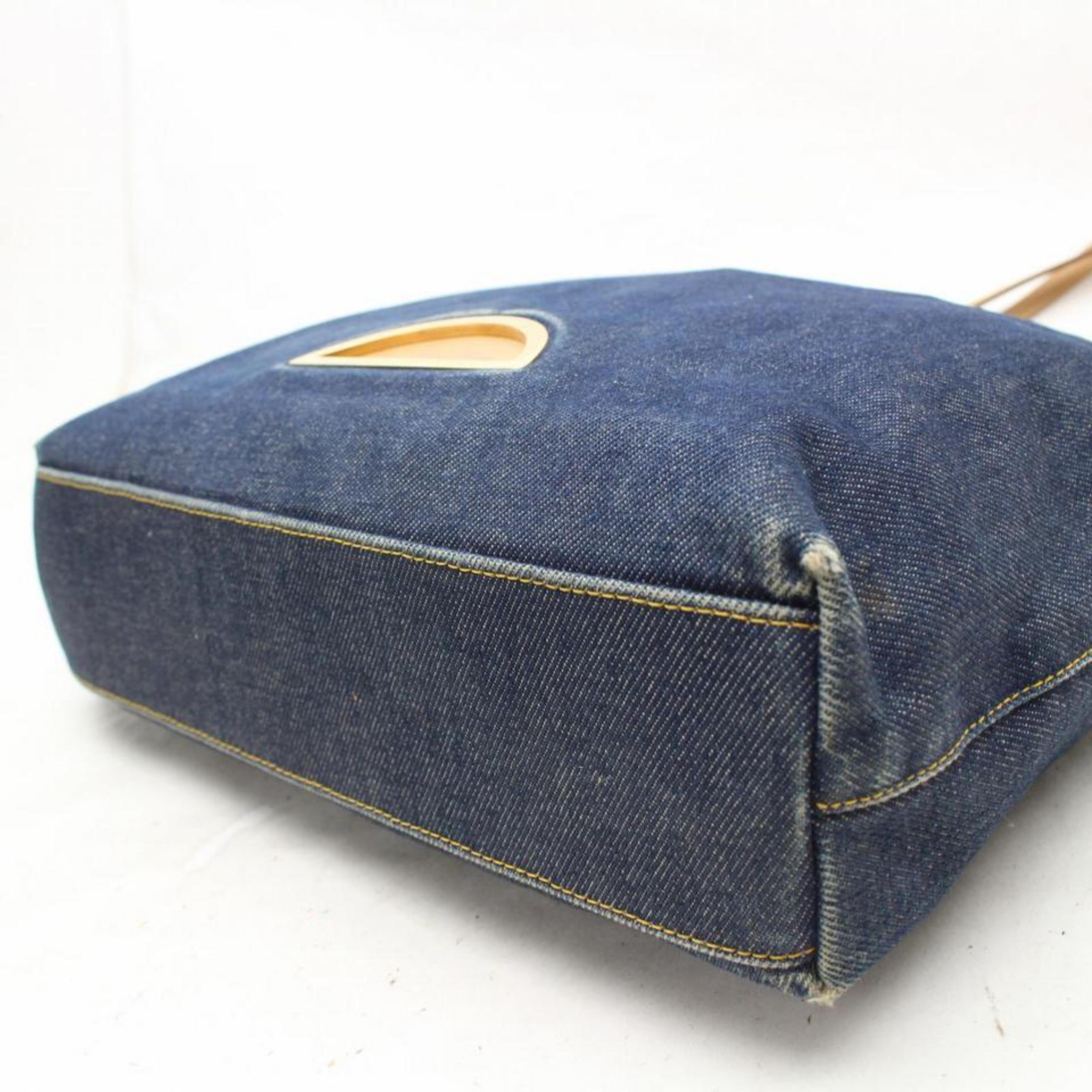 Dior Chain Zip Tote 868739 Blue Denim Shoulder Bag For Sale 4