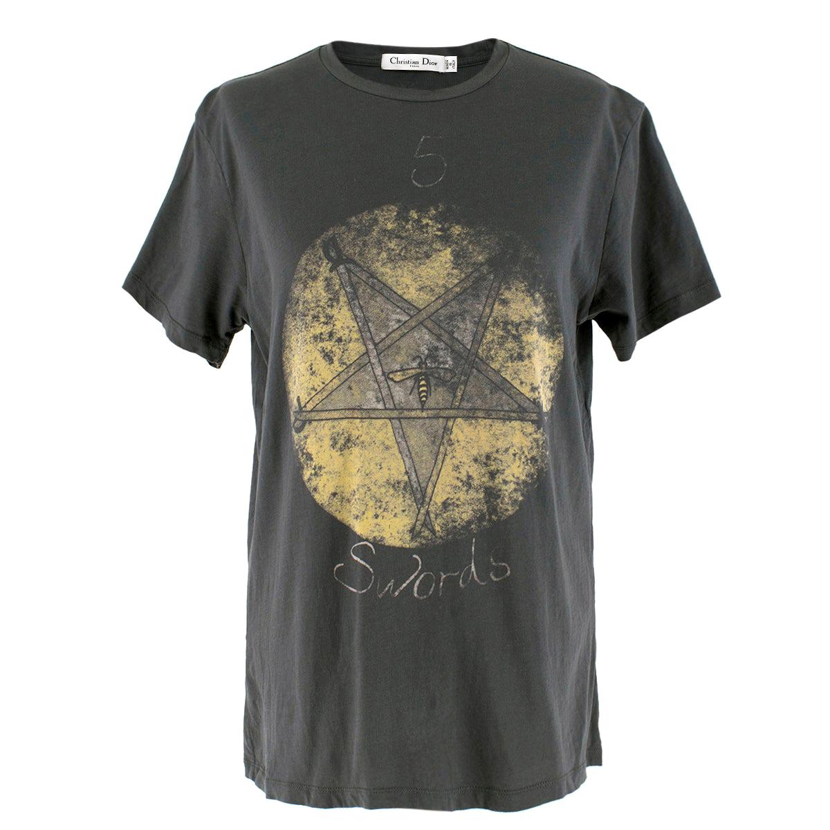 Dior Charcoal Hand Painted 5 of Swords Top SIZE M (IT)	