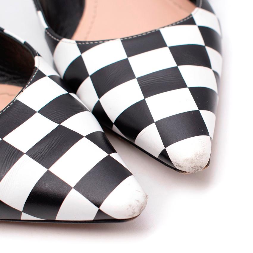 Dior Checkerboard J'Adior Slingback Leather Flat Shoes For Sale 2