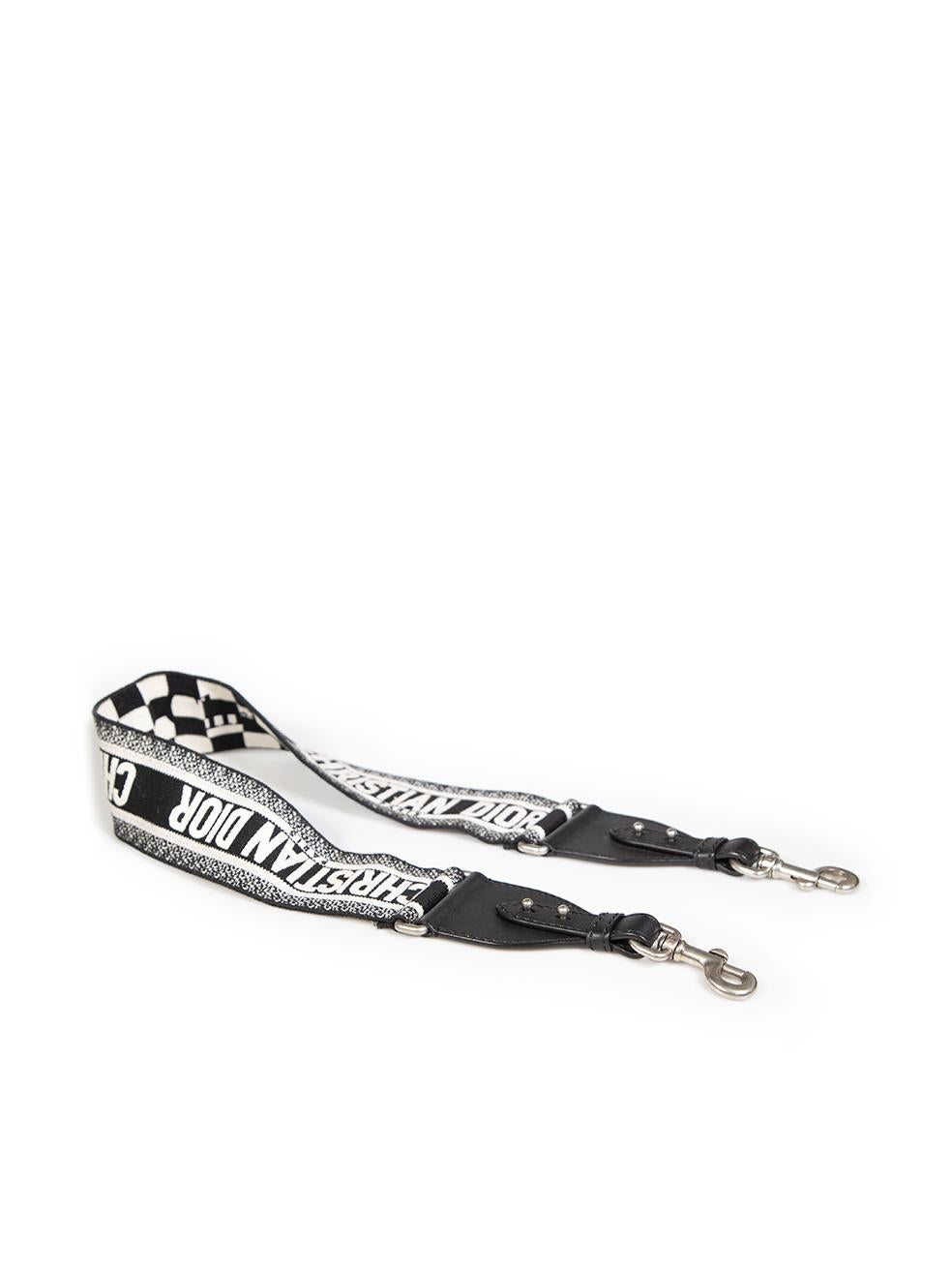 CONDITION is Very good. Hardly any visible wear to strap is evident on this used Dior designer resale item.
 
 Details
 Multicolour- black, white
 Cloth textile
 Bag strap
 Checkered and logo embroidery
 Black leather trim
 Clasp fastening
 
 
 Made